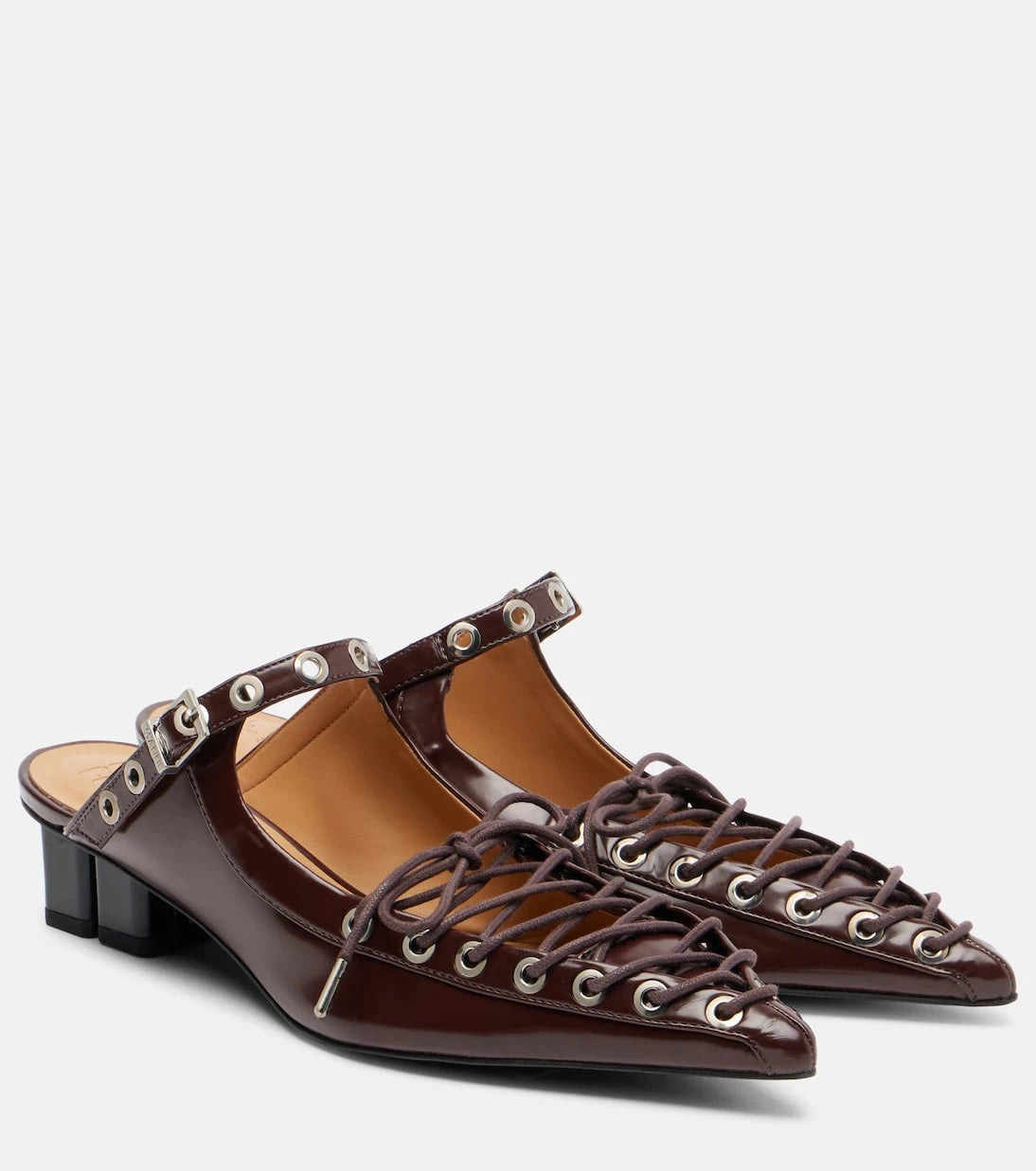 Ganni - Eyelets 35 lace-up mules