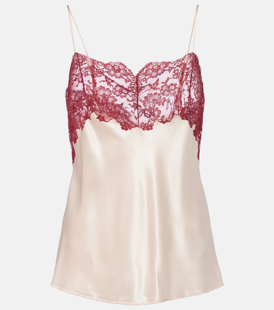 Saint Laurent - Lace-trimmed silk satin camisole