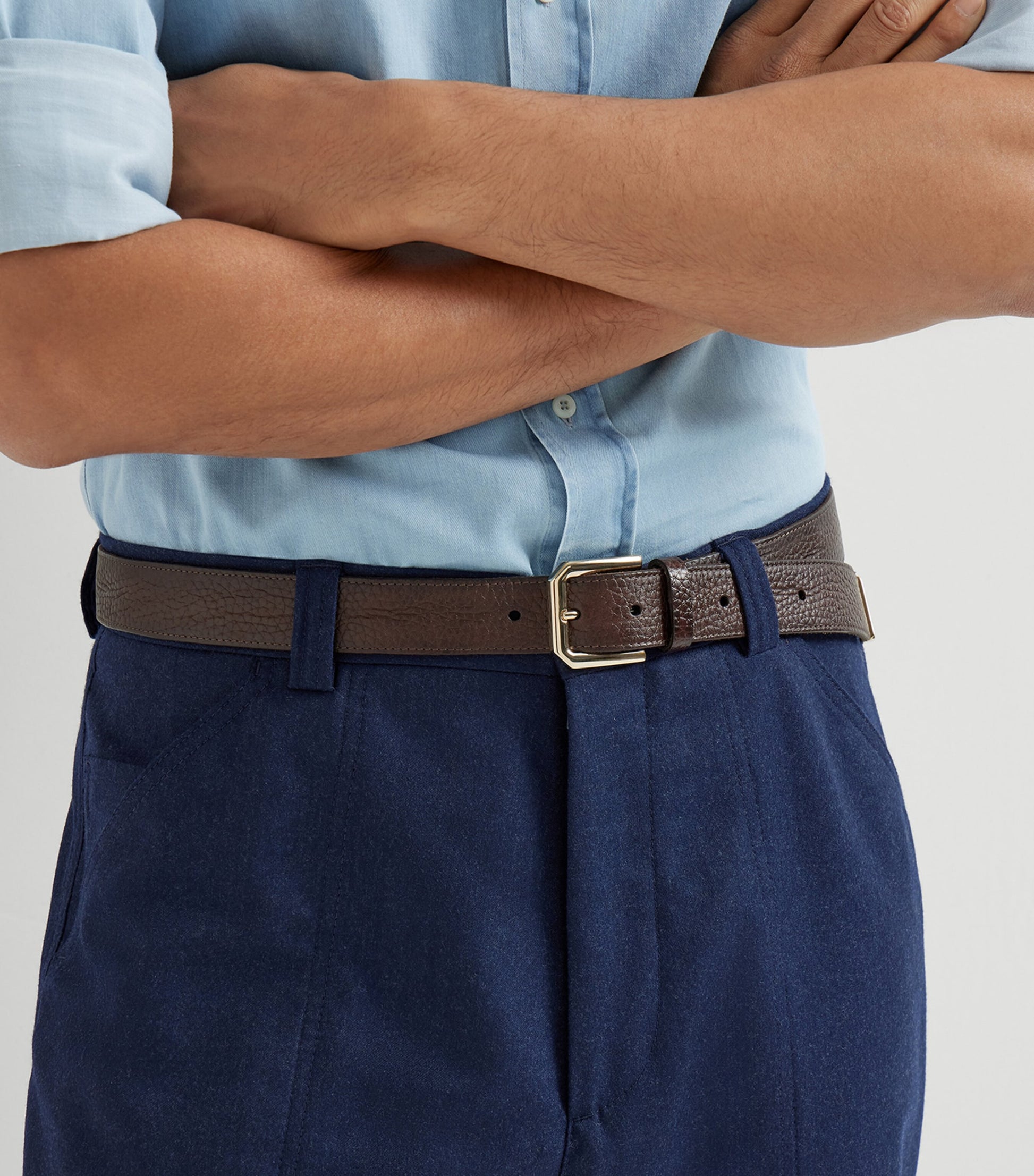 Brunello Cucinelli Grained Leather Buckle Belt