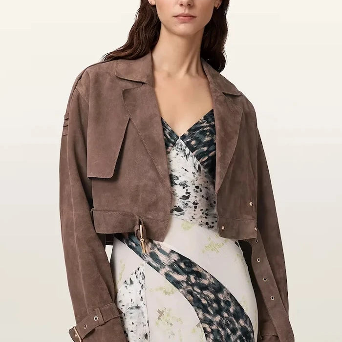 AllSaints süet kadın biker ceketi OPHELIA