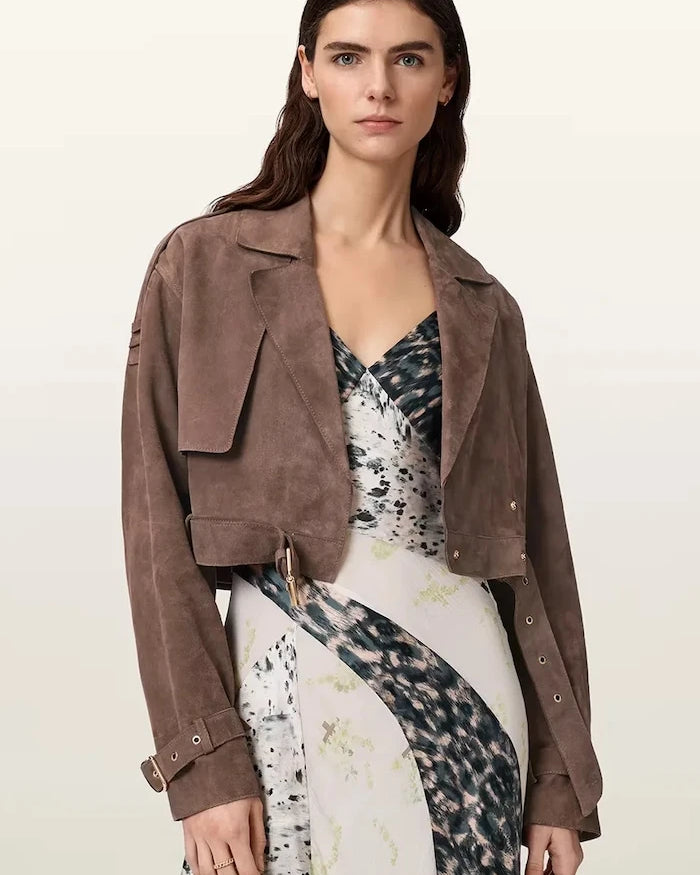 AllSaints süet kadın biker ceketi OPHELIA
