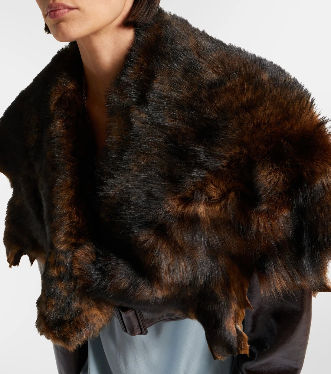 Chloé - Cropped shearling-trimmed leather jacket
