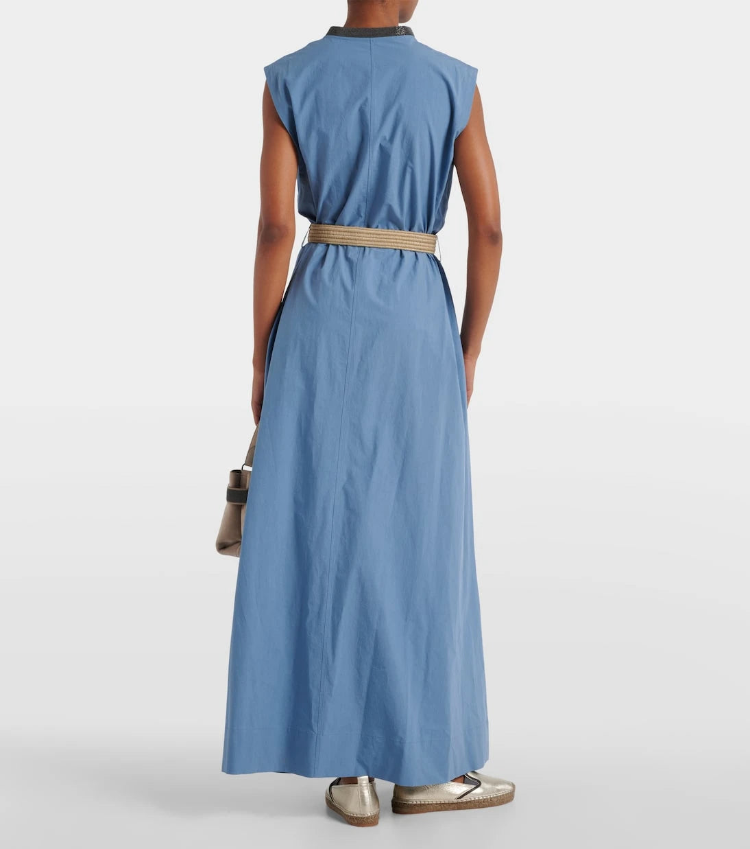 Brunello Cucinelli - Embellished cotton poplin maxi dress