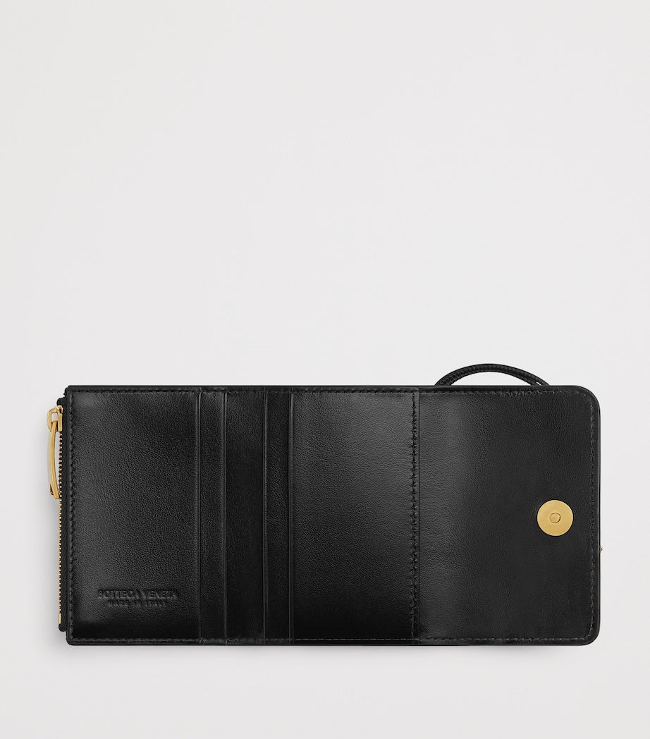 Black Leather Intrecciato Andiamo Trifold Wallet