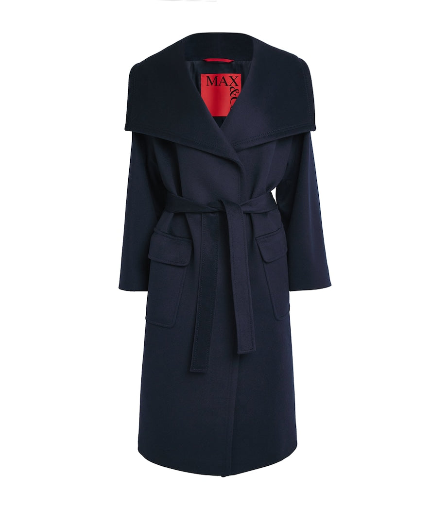 MAX&Co. Blue Wool-Cashmere Wrap Coat