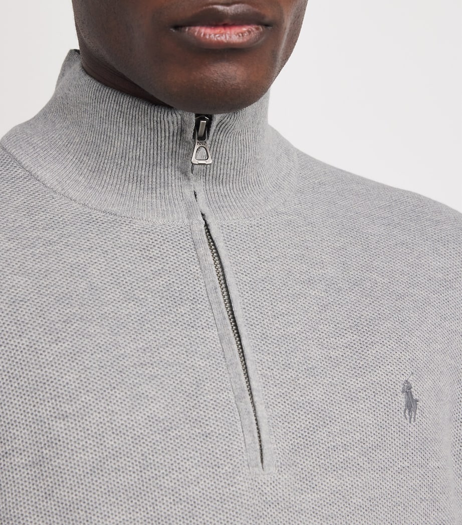 Polo Ralph Lauren Grey Cotton Half-Zip Sweater