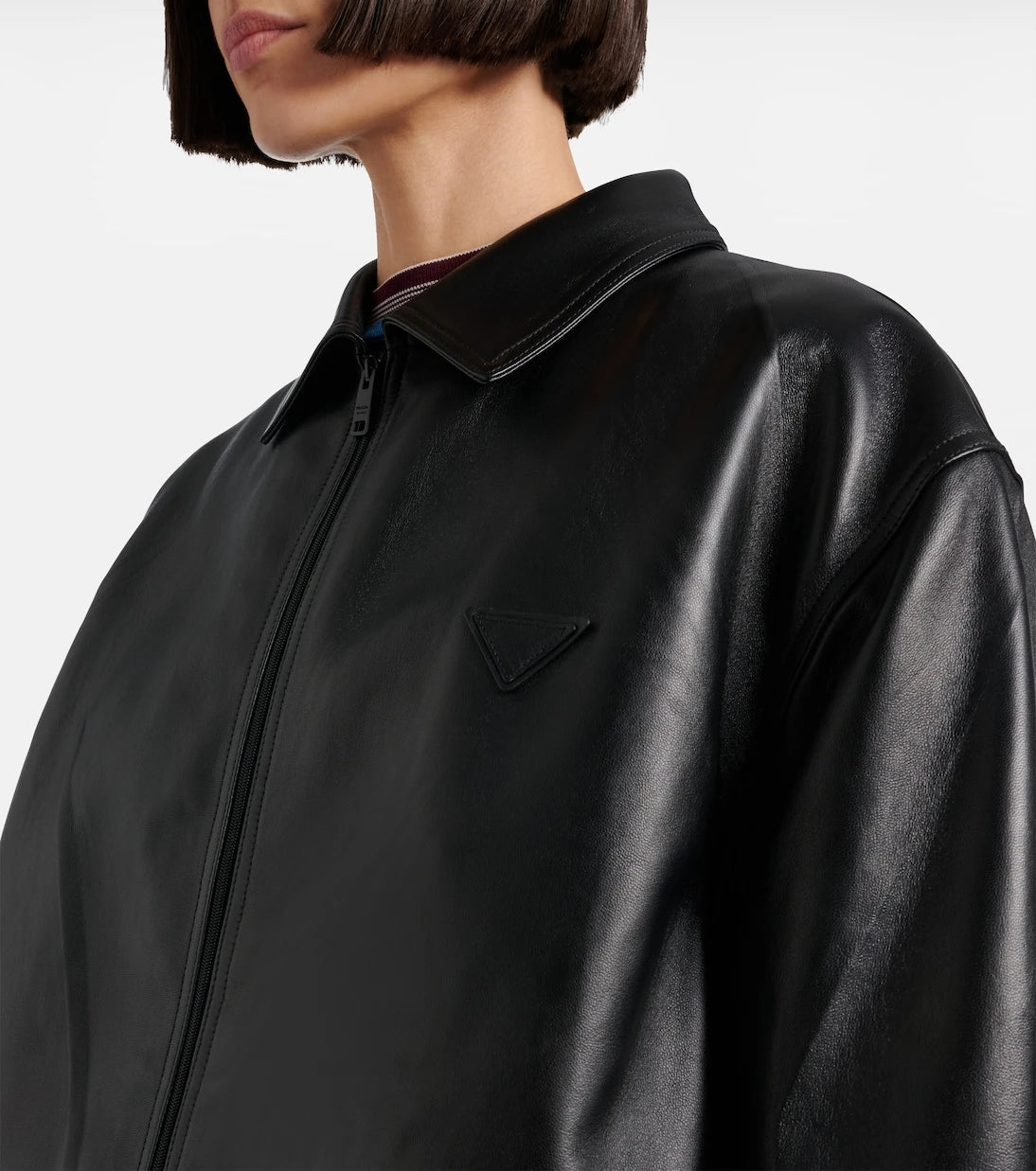 Prada - Leather blouson jacket