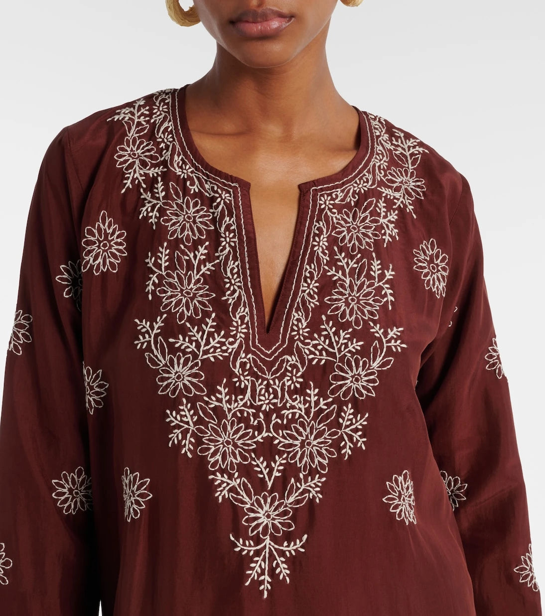 Juliet Dunn - Floral embroidered silk tunic