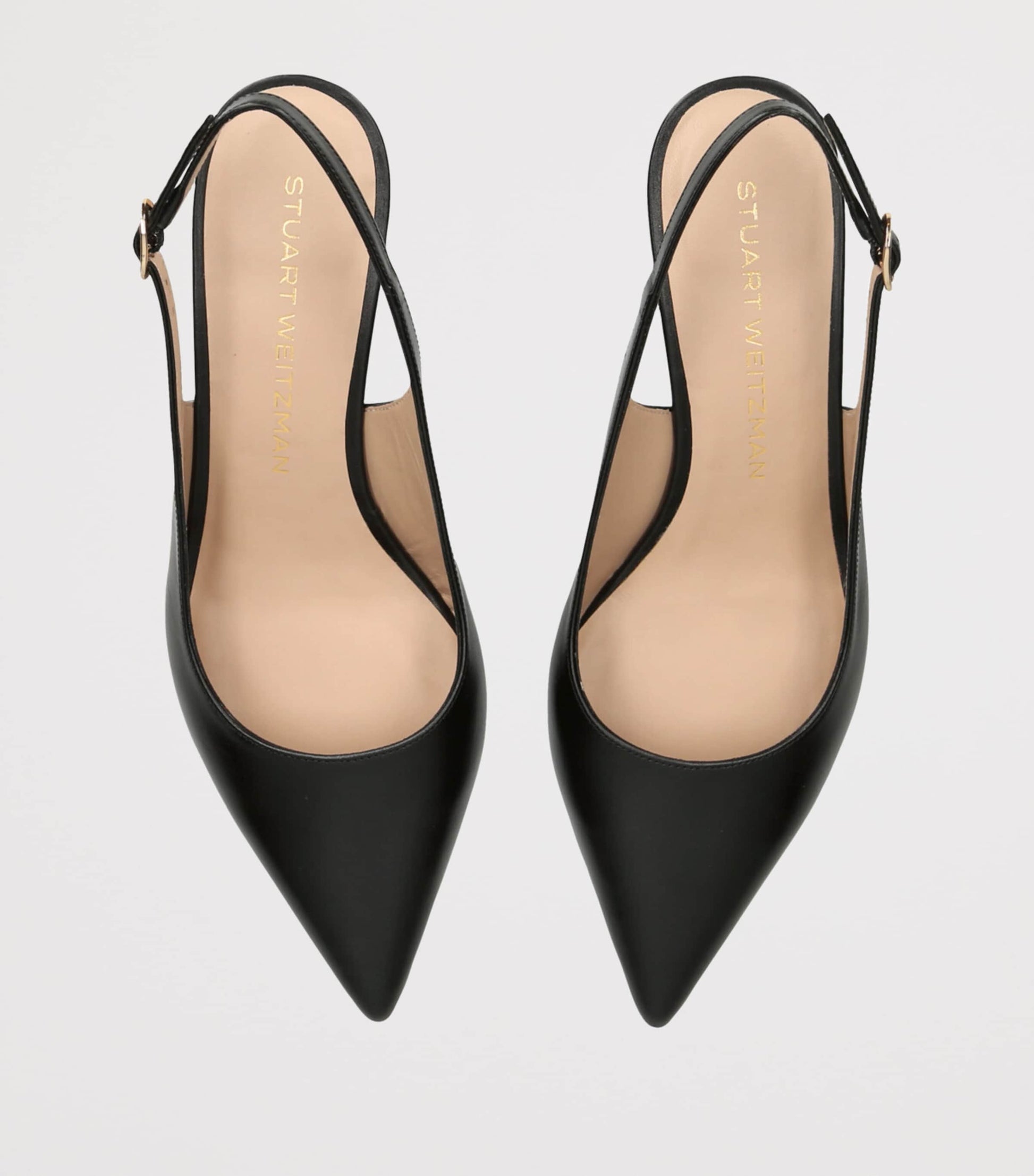 Black Leather Stuart Sculpt Slingback Pumps 50