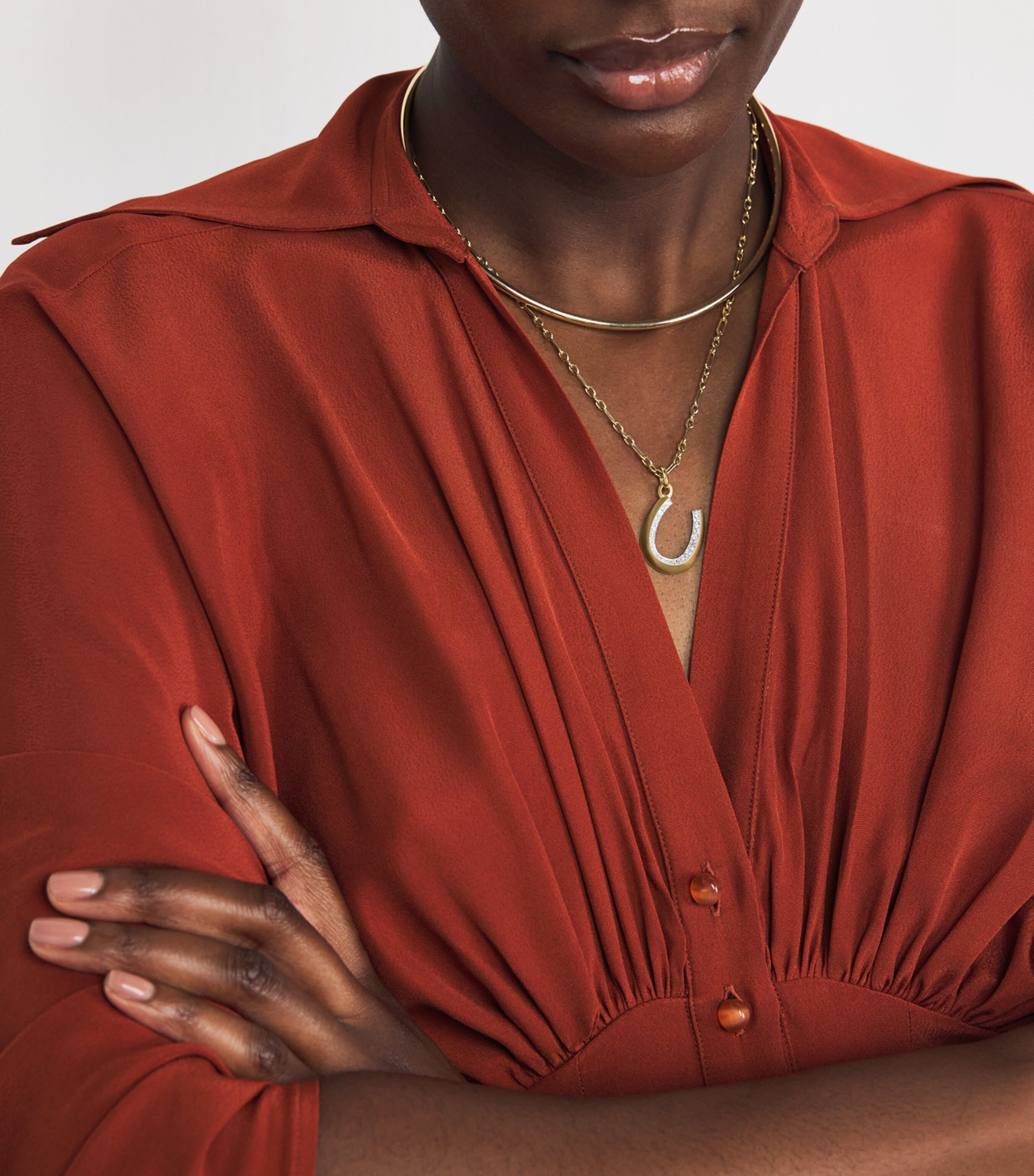 Jade Trau Yellow Gold and Diamond Horseshoe Charm