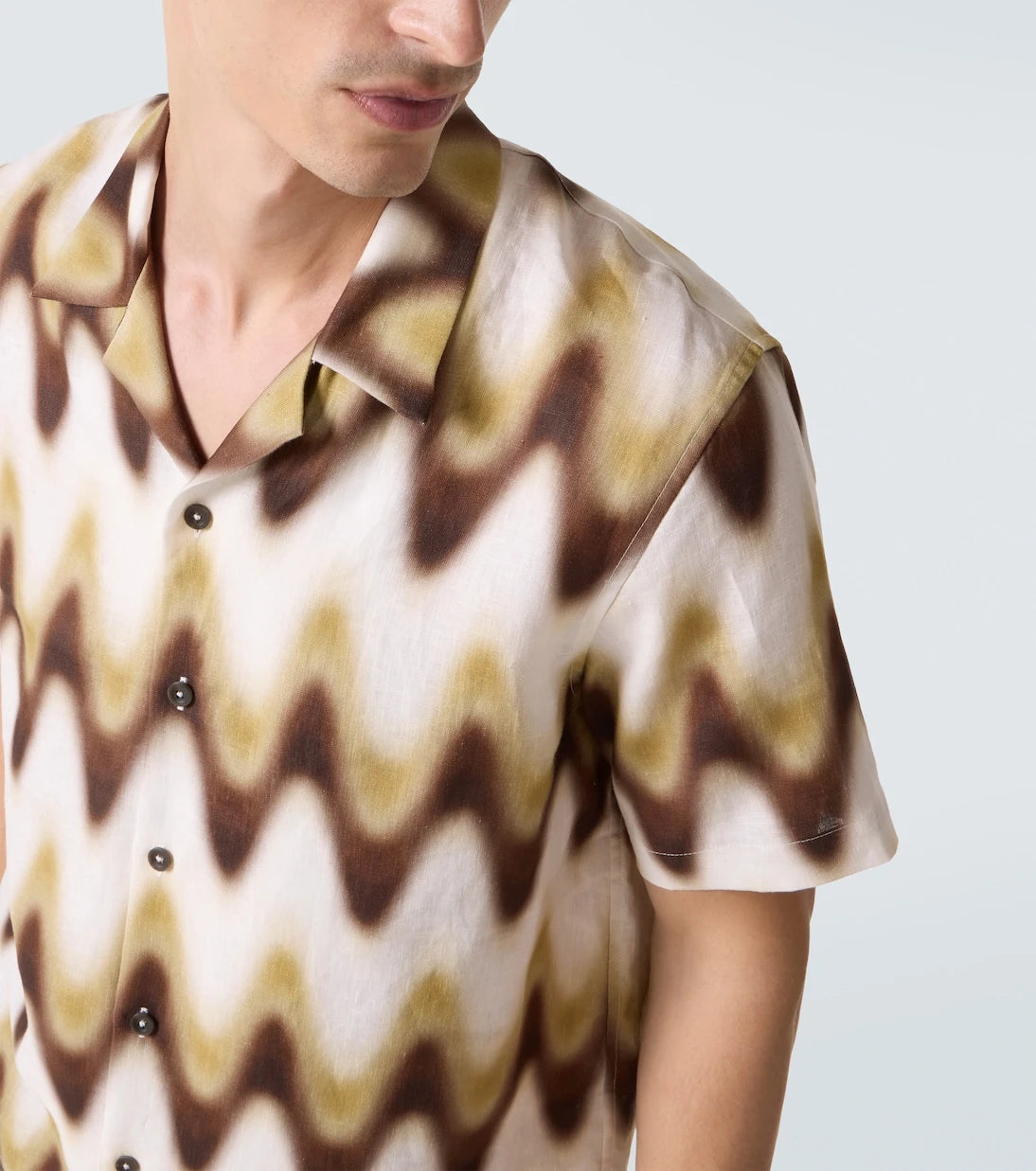 Commas - Printed linen bowling shirt