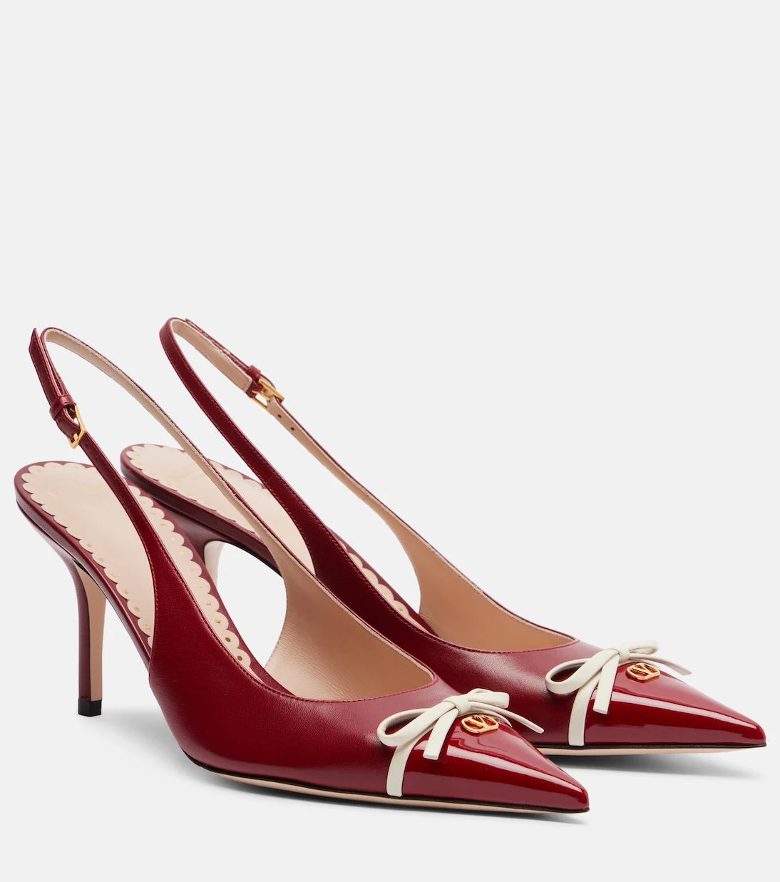 Valentino Garavani - Bepointy 80 patent leather slingback pumps