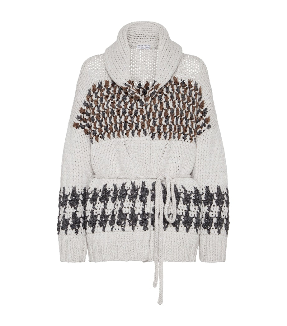 Brunello Cucinelli White Cashmere Opera Cardigan