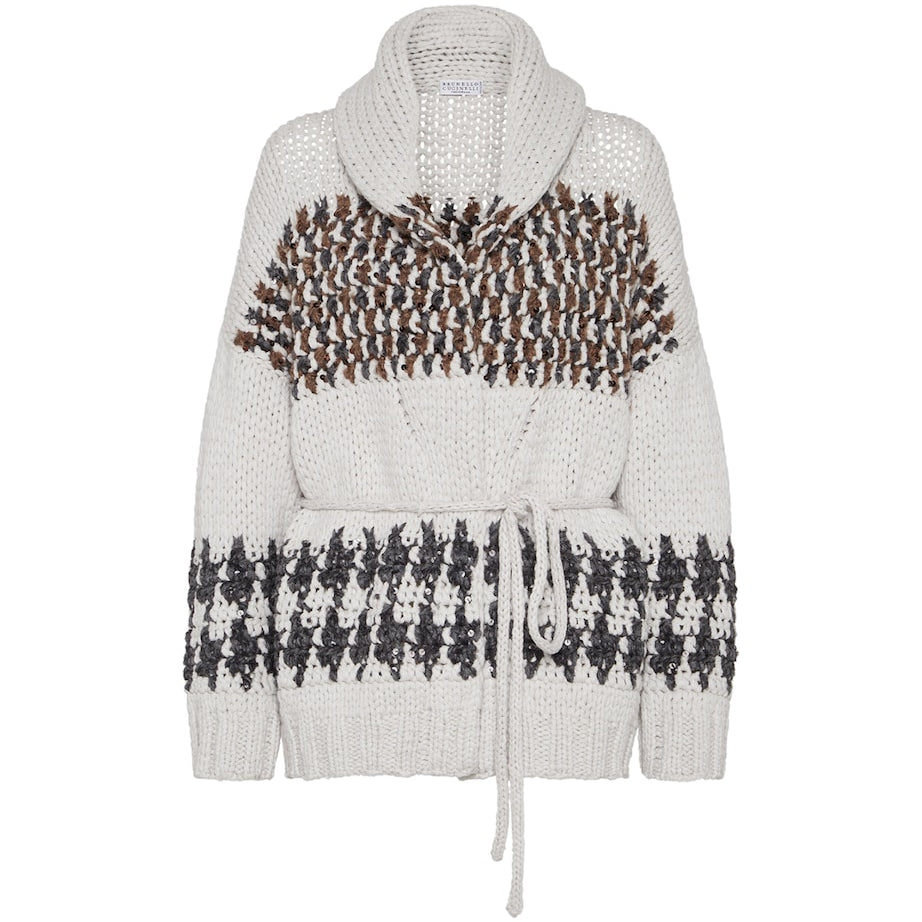 Brunello Cucinelli White Cashmere Opera Cardigan