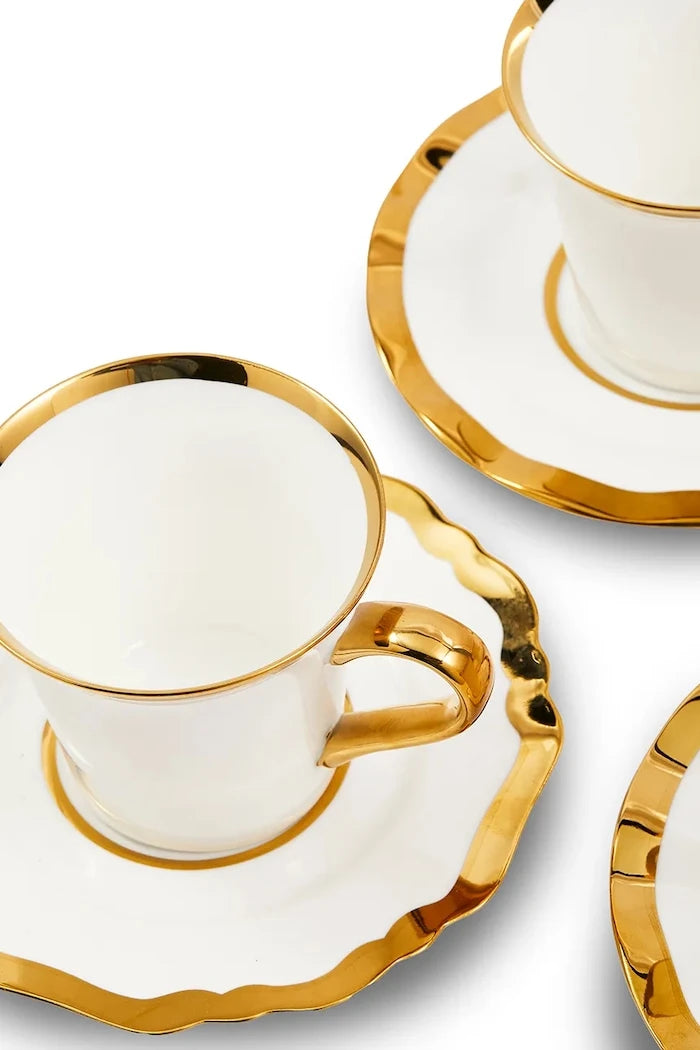 4 Kişilik Fincan ve Tabak Seti POLSPOTTEN Golden Finds 220 ml