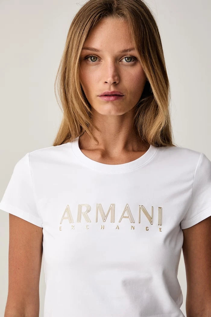 Armani Exchange pamuk ve elastanlı kadın tişörtü