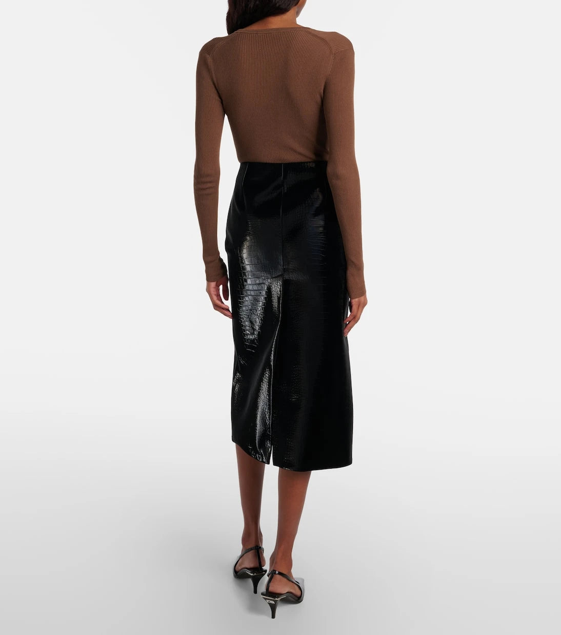 Gucci - Croc-effect leather pencil skirt