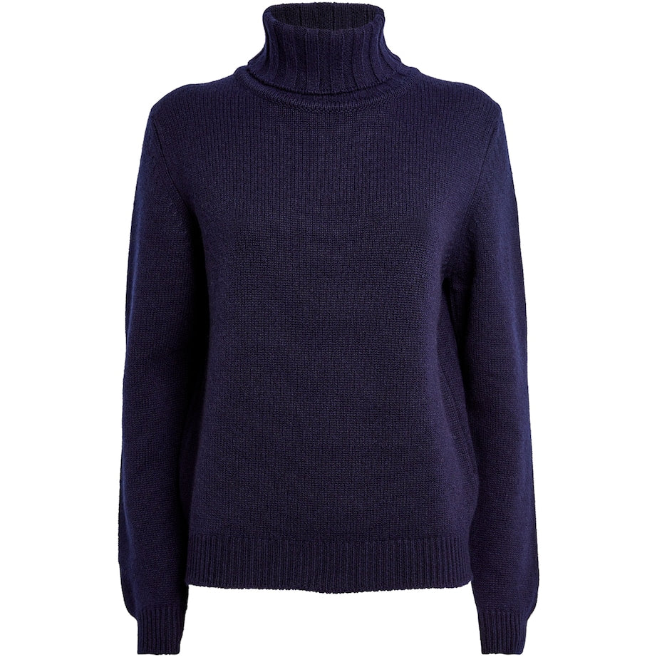 Navy Cashmere Rollneck Sweater