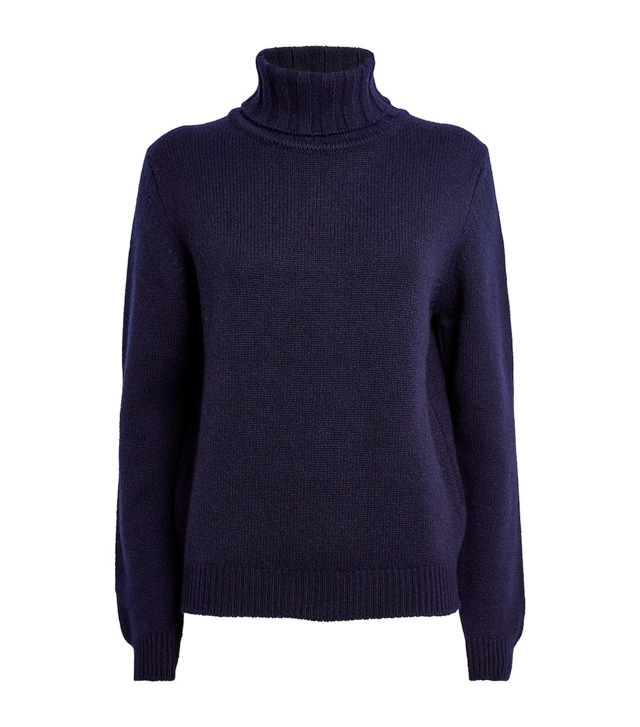 Navy Cashmere Rollneck Sweater