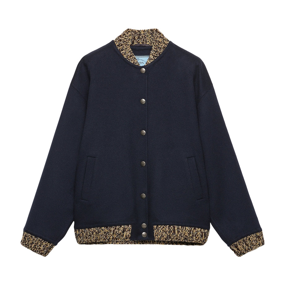 Prada Blue Wool-Cashmere Bomber Jacket