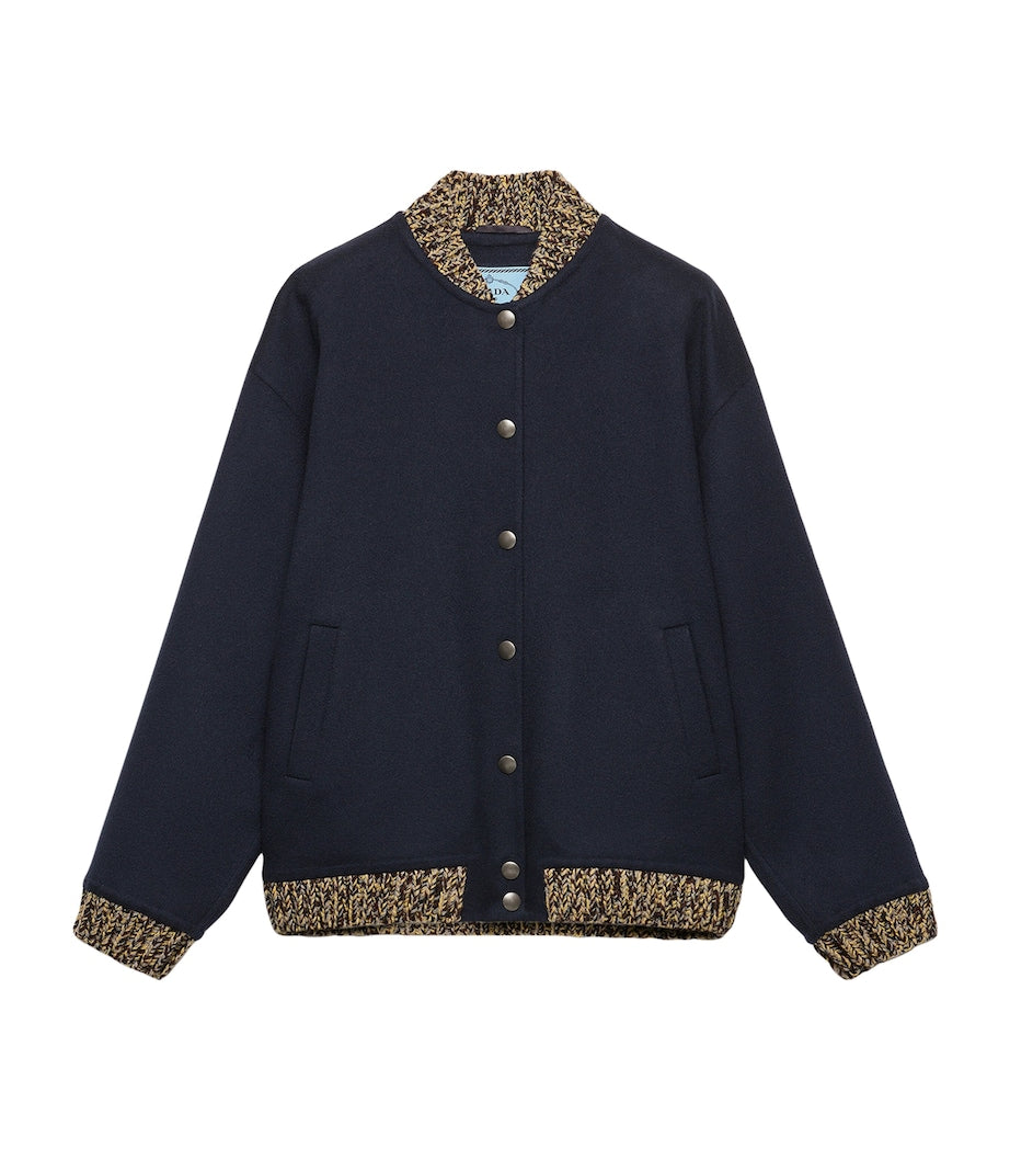 Prada Blue Wool-Cashmere Bomber Jacket