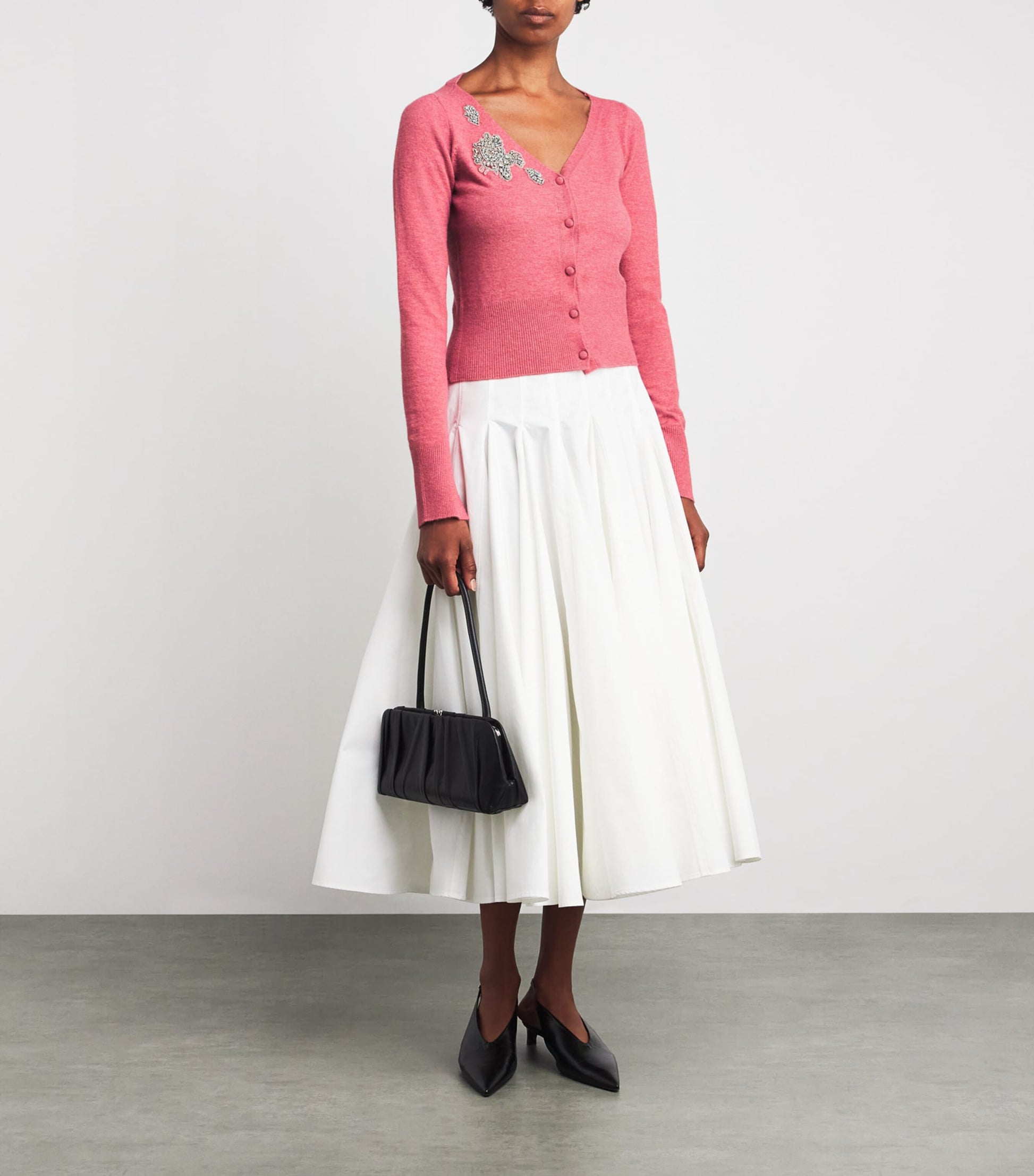 Pink Embellished Cropped Cardigan