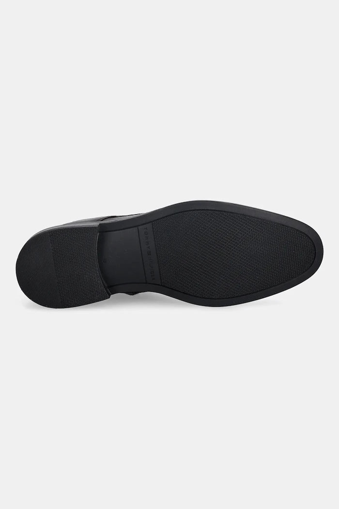 Кожени боти Tommy Hilfiger CORPORATE HILFIGER LTH ZIP BOOT