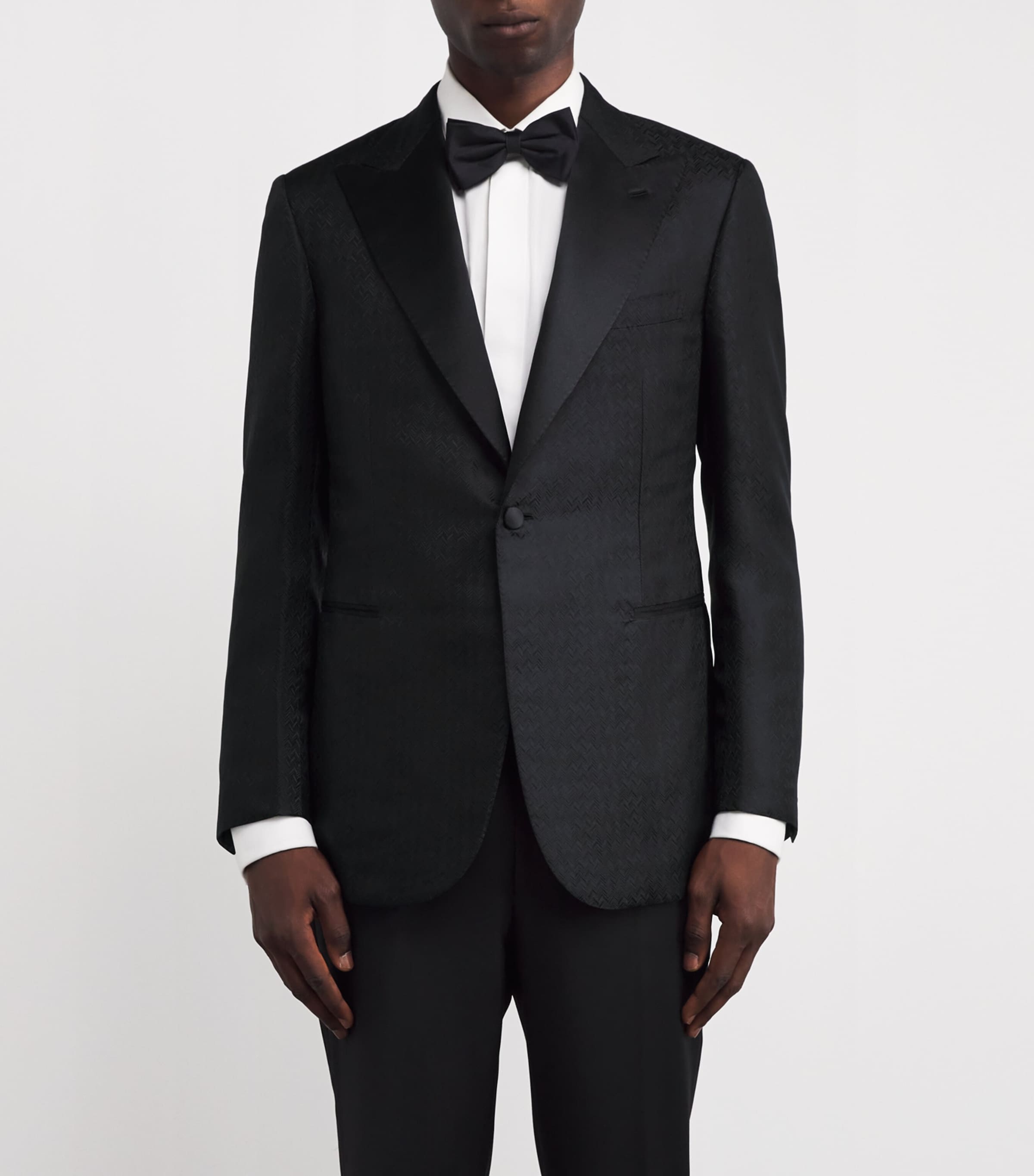 Brioni Black Silk Jacquard Virgilio Tuxedo Jacket