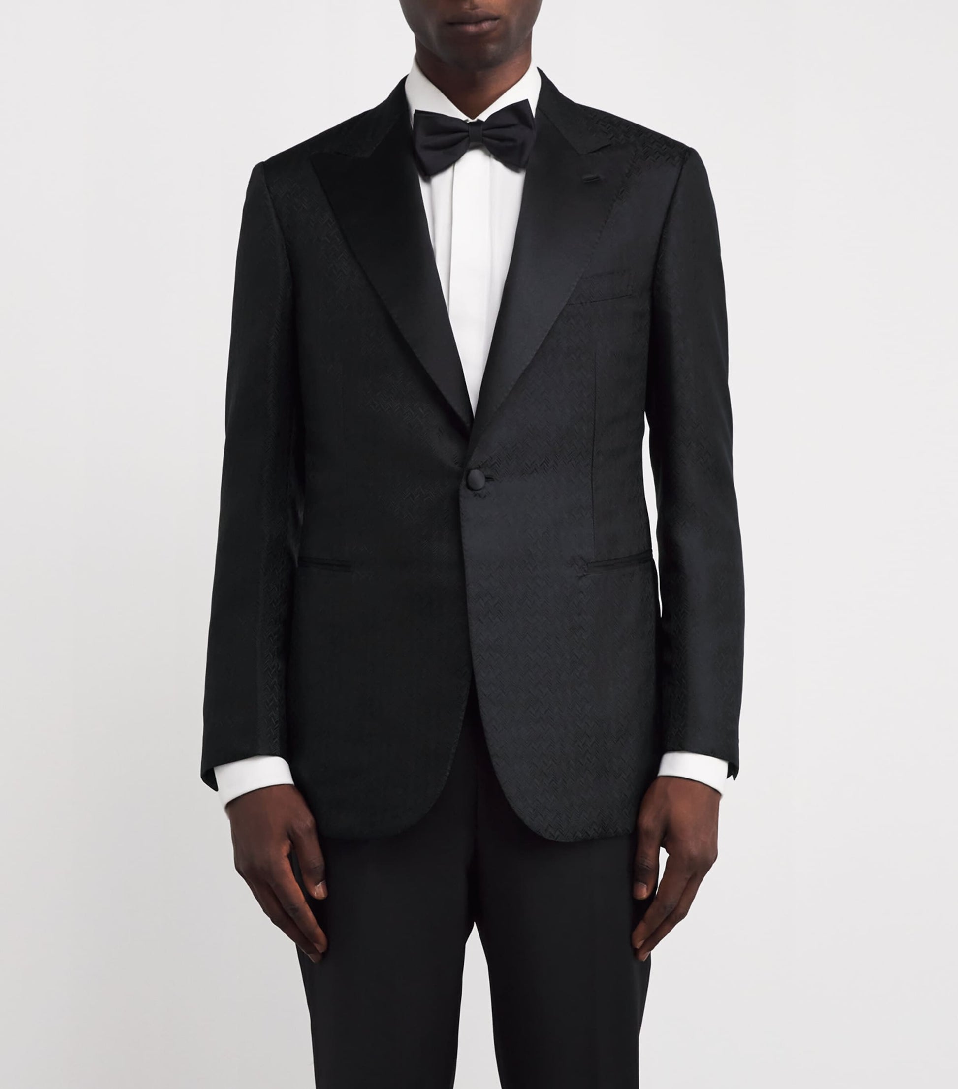 Brioni Black Silk Jacquard Virgilio Tuxedo Jacket