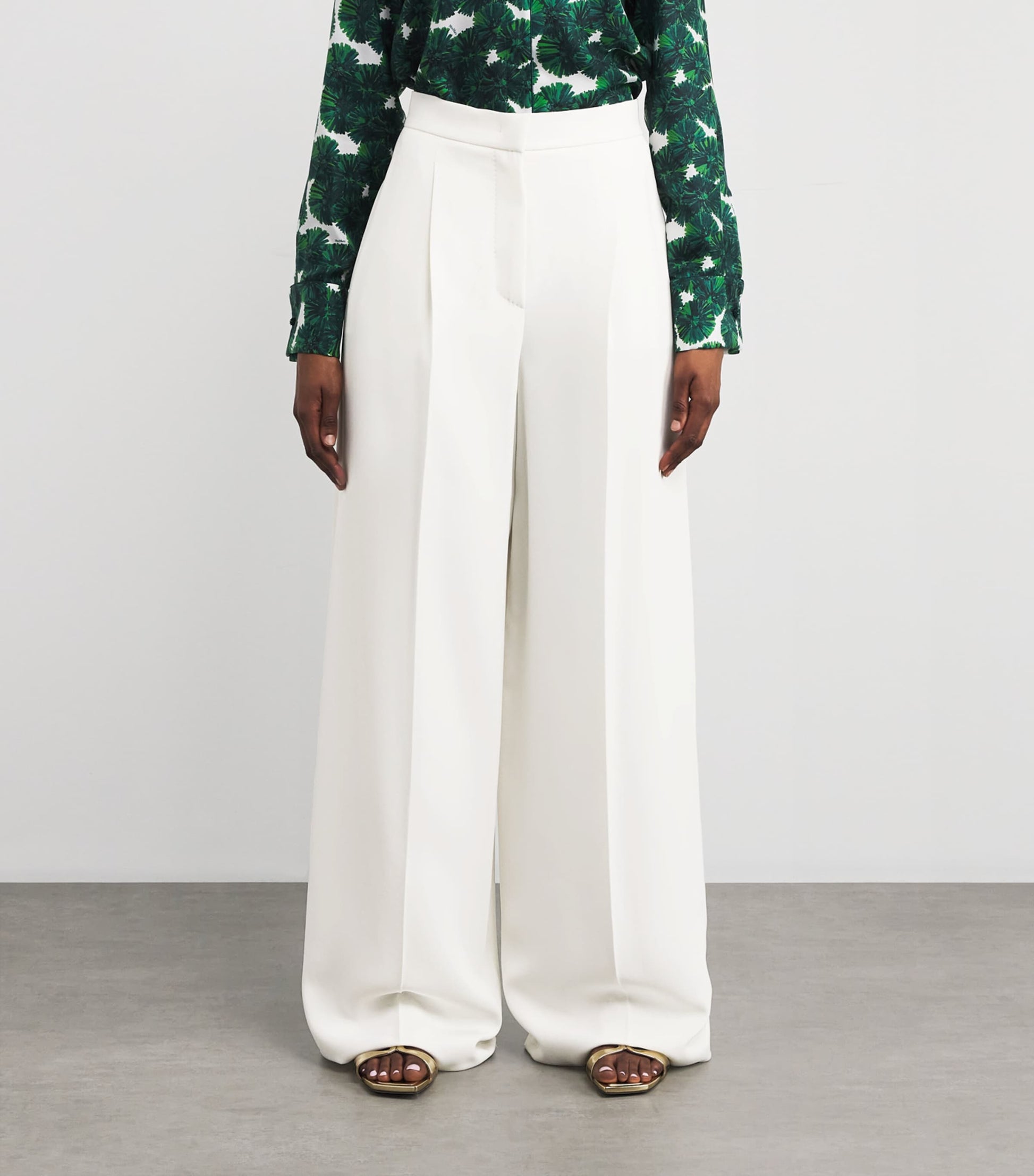 White Compact Cady Wide-Leg Trousers