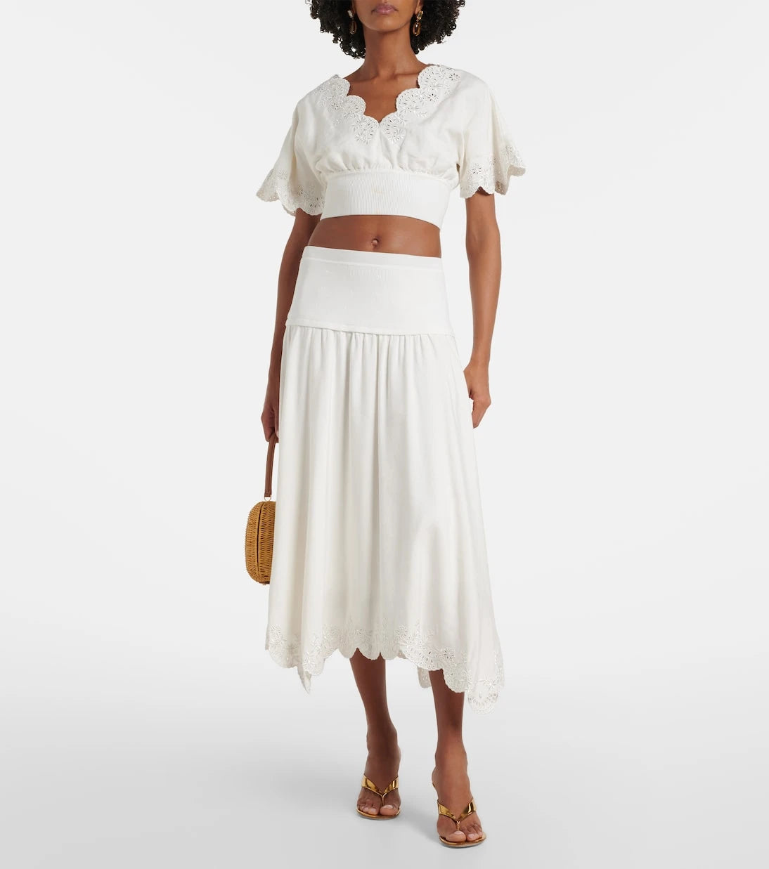 Simkhai - Broderie anglaise linen-blend crop top