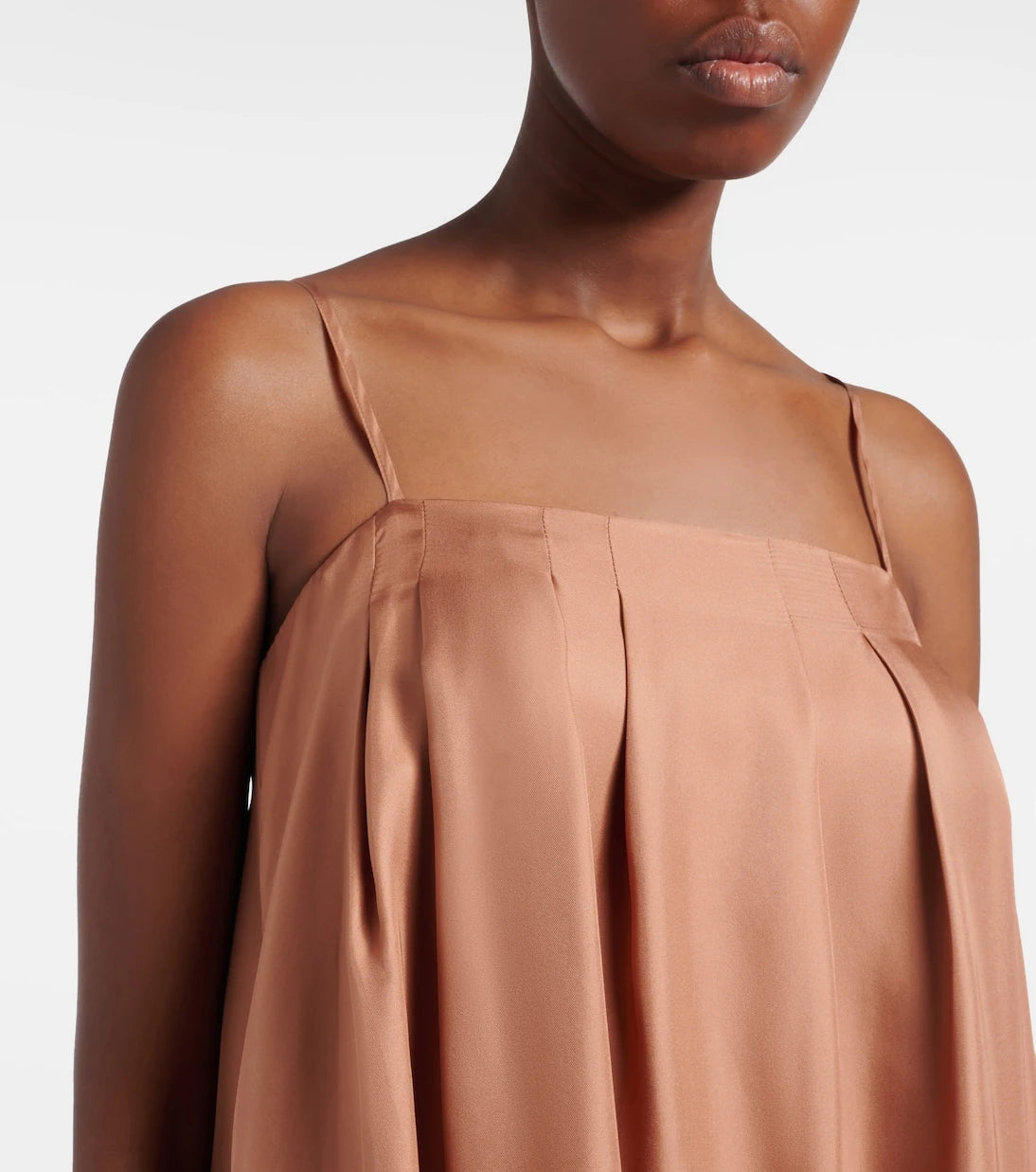 Asceno - Heather pleated silk twill maxi dress