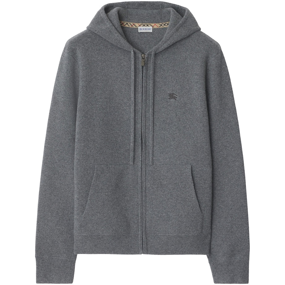 Burberry Grey Cashmere-Blend Zip-Up Slim Hoodie