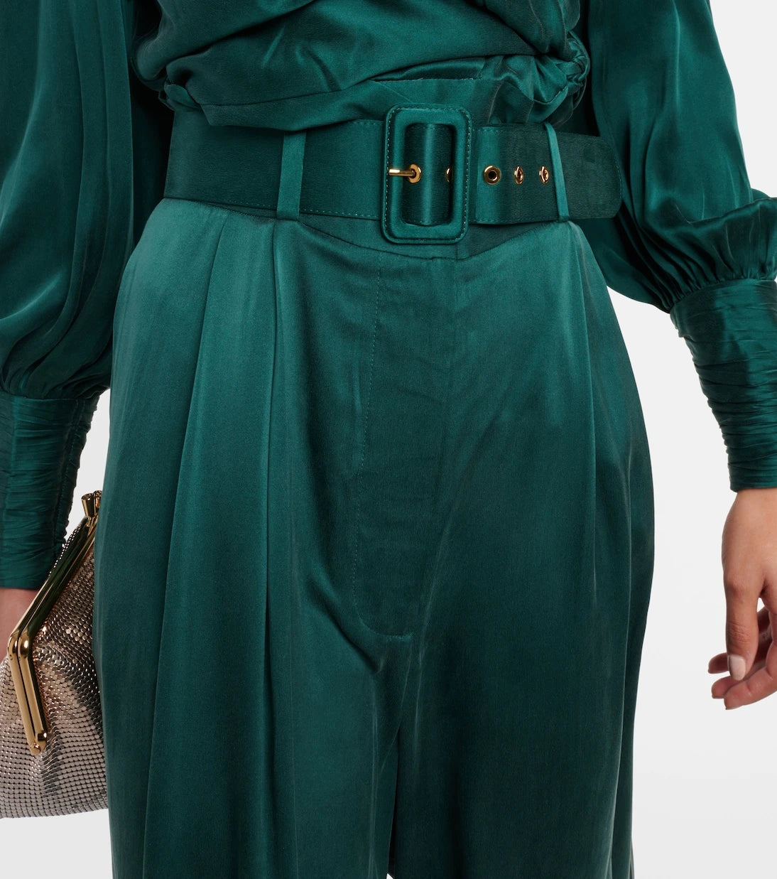 Zimmermann - Tuck silk satin wide-leg pants