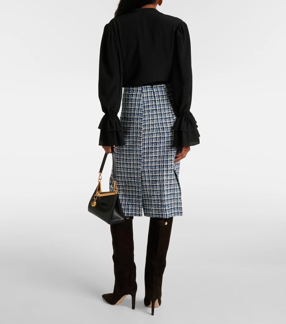 Etro - High-rise cotton-blend tweed midi skirt