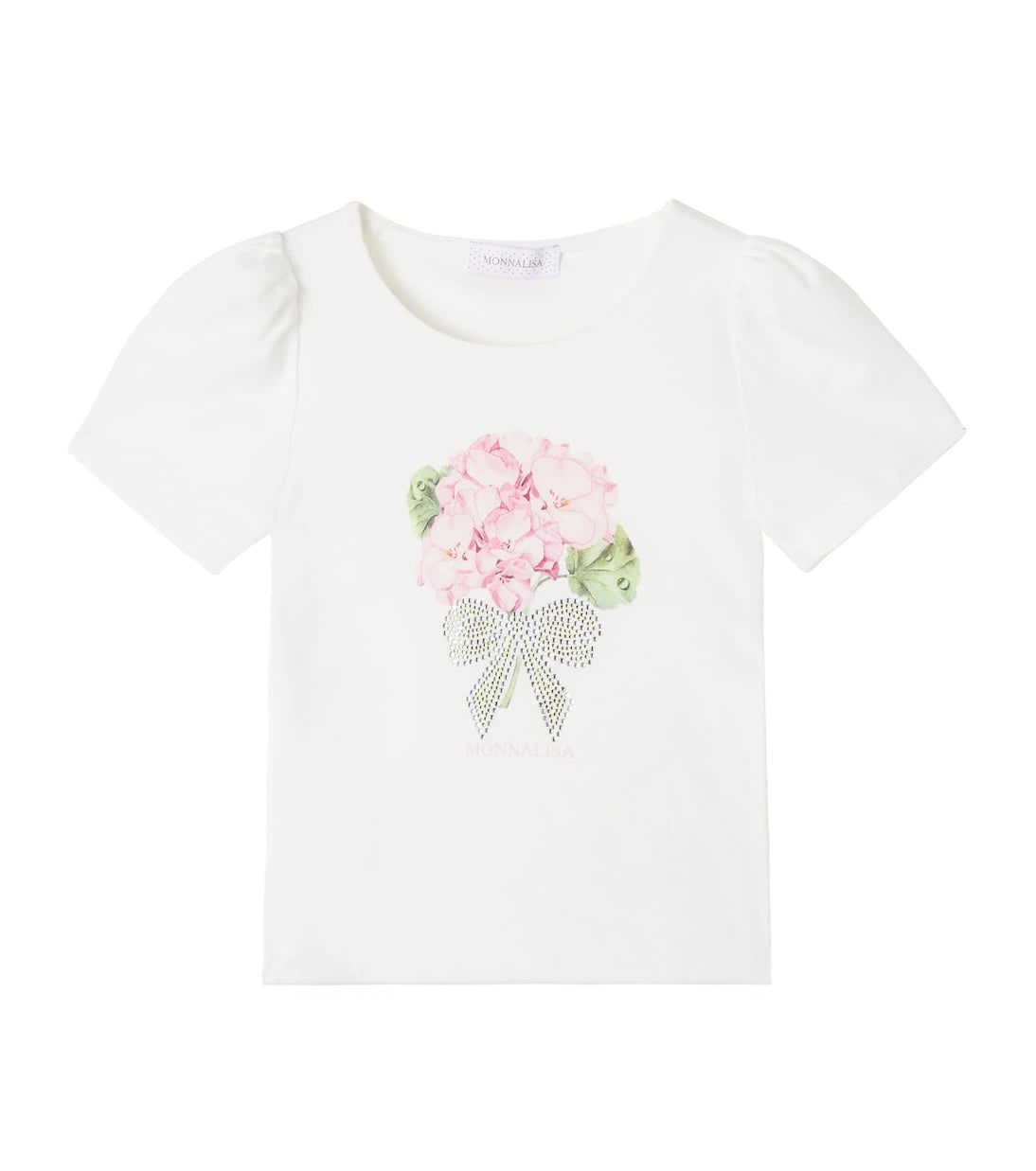 Monnalisa - Floral cotton-blend jersey T-shirt