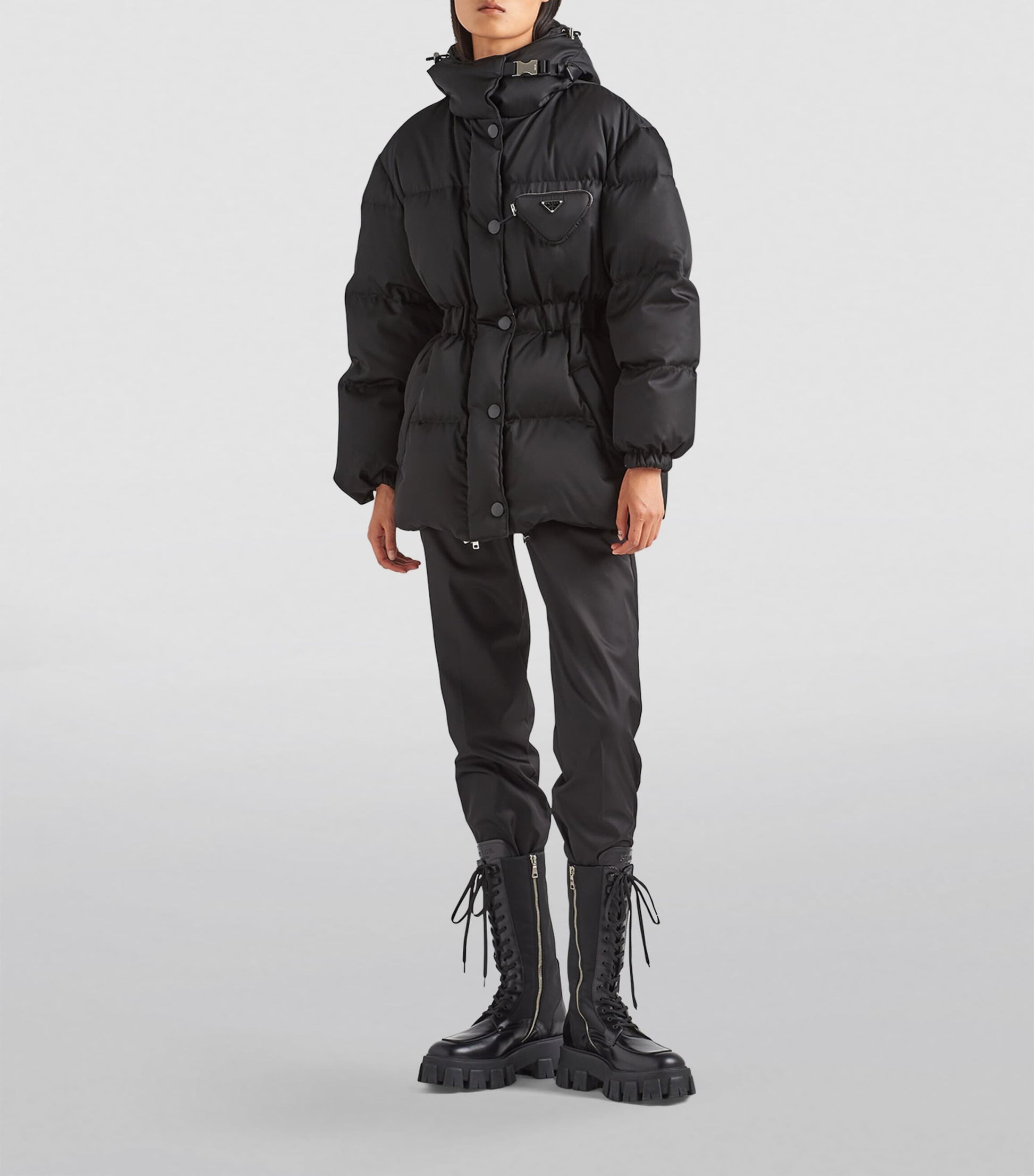 Prada Black Hooded Re-Nylon Puffer Jacket