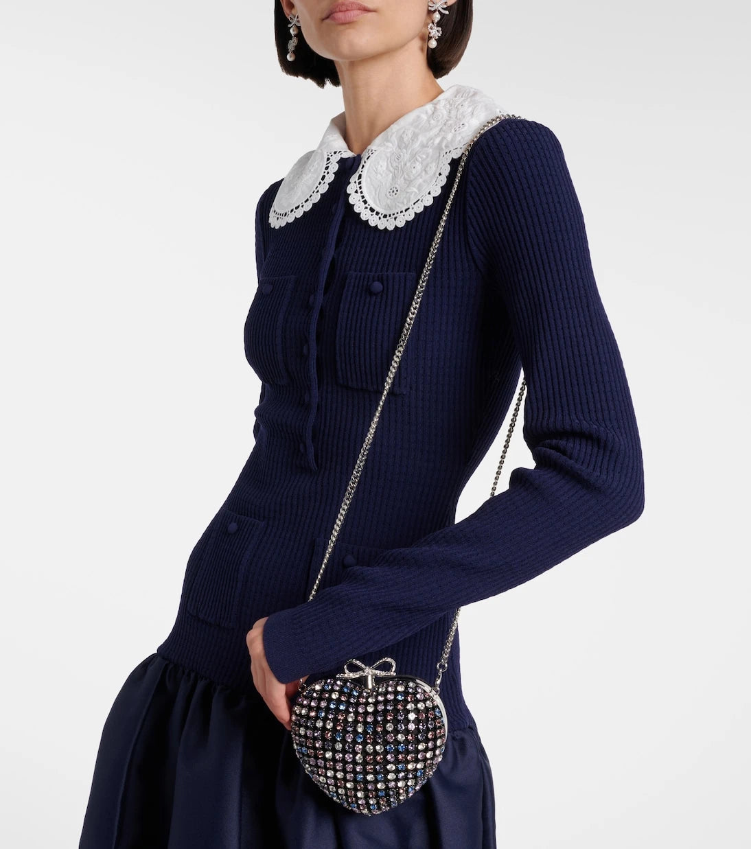 Self-Portrait - Crystal-embellished clutch