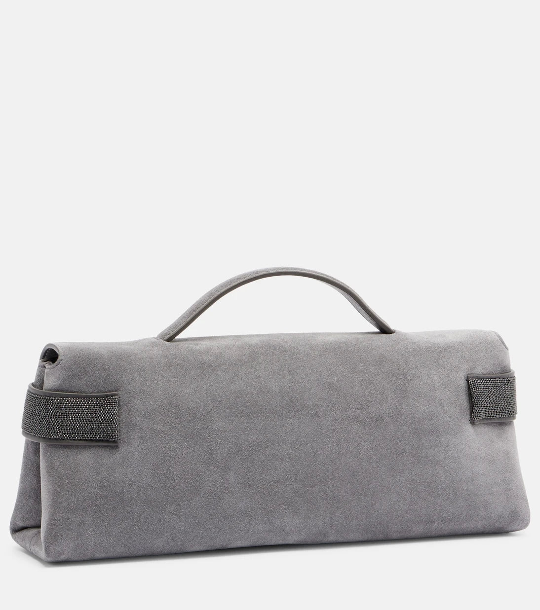 Brunello Cucinelli - Monili Small embellished suede top-handle bag