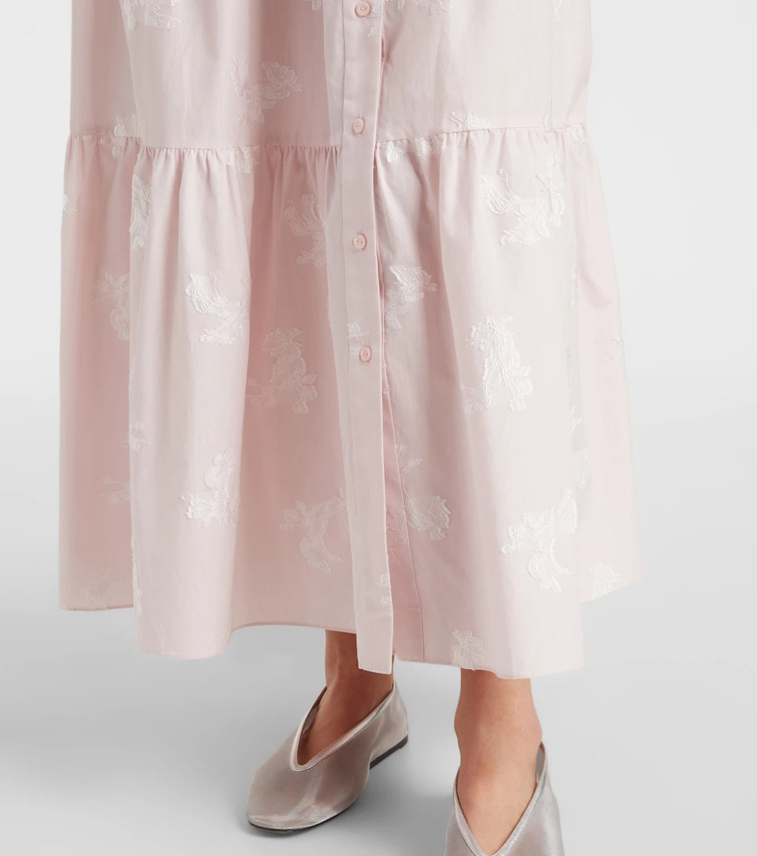 Erdem - Embroidered tiered cotton shirt dress