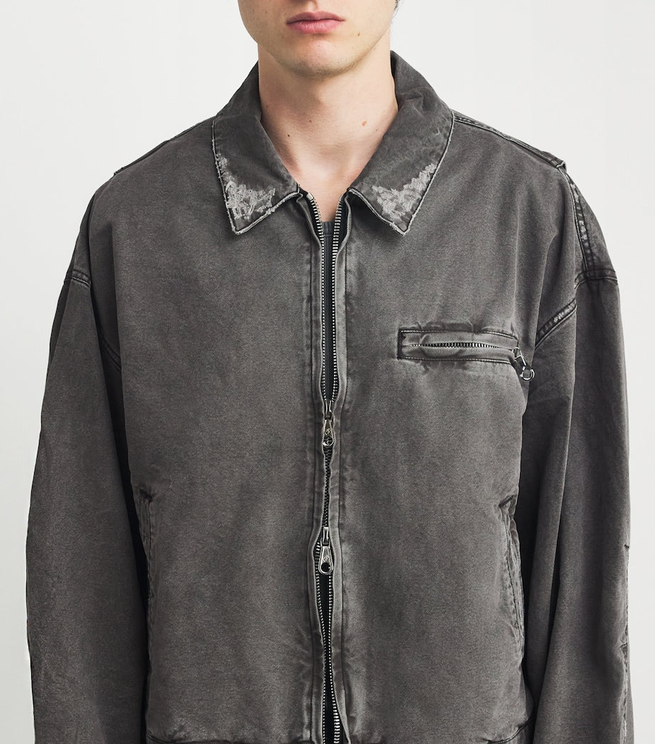 Distressed Trucker Jacket 000 BLACK