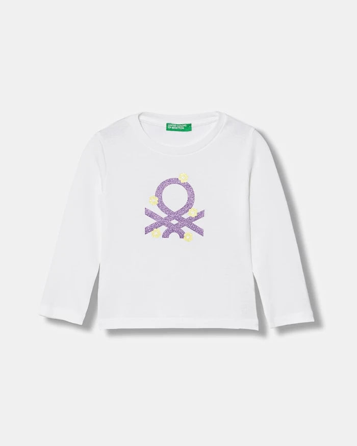 United Colors of Benetton çocuklar için pamuklu uzun kollu bluz