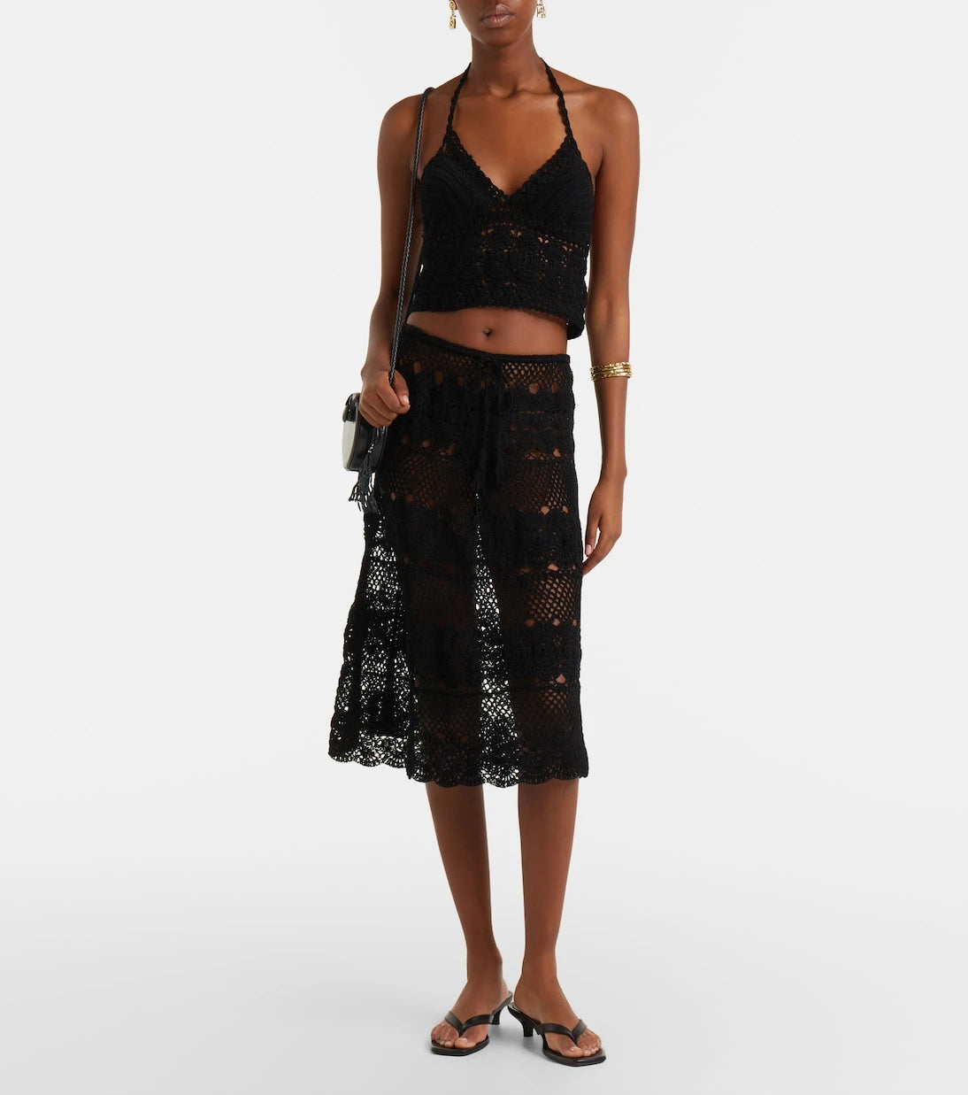 Anna Kosturova - Filigree crochet halterneck cotton top