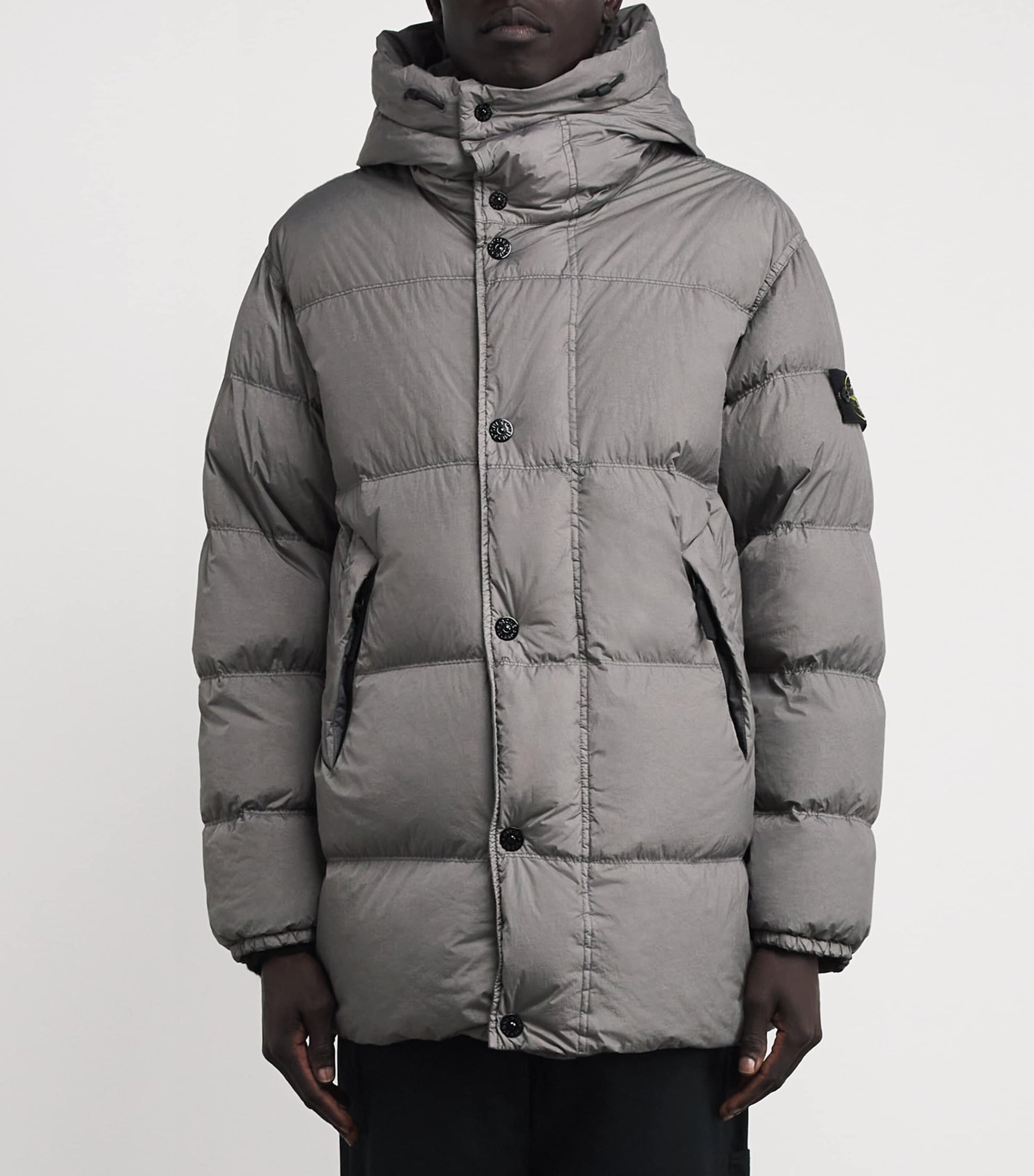 Grey Nylon Crinkle Reps Down Parka