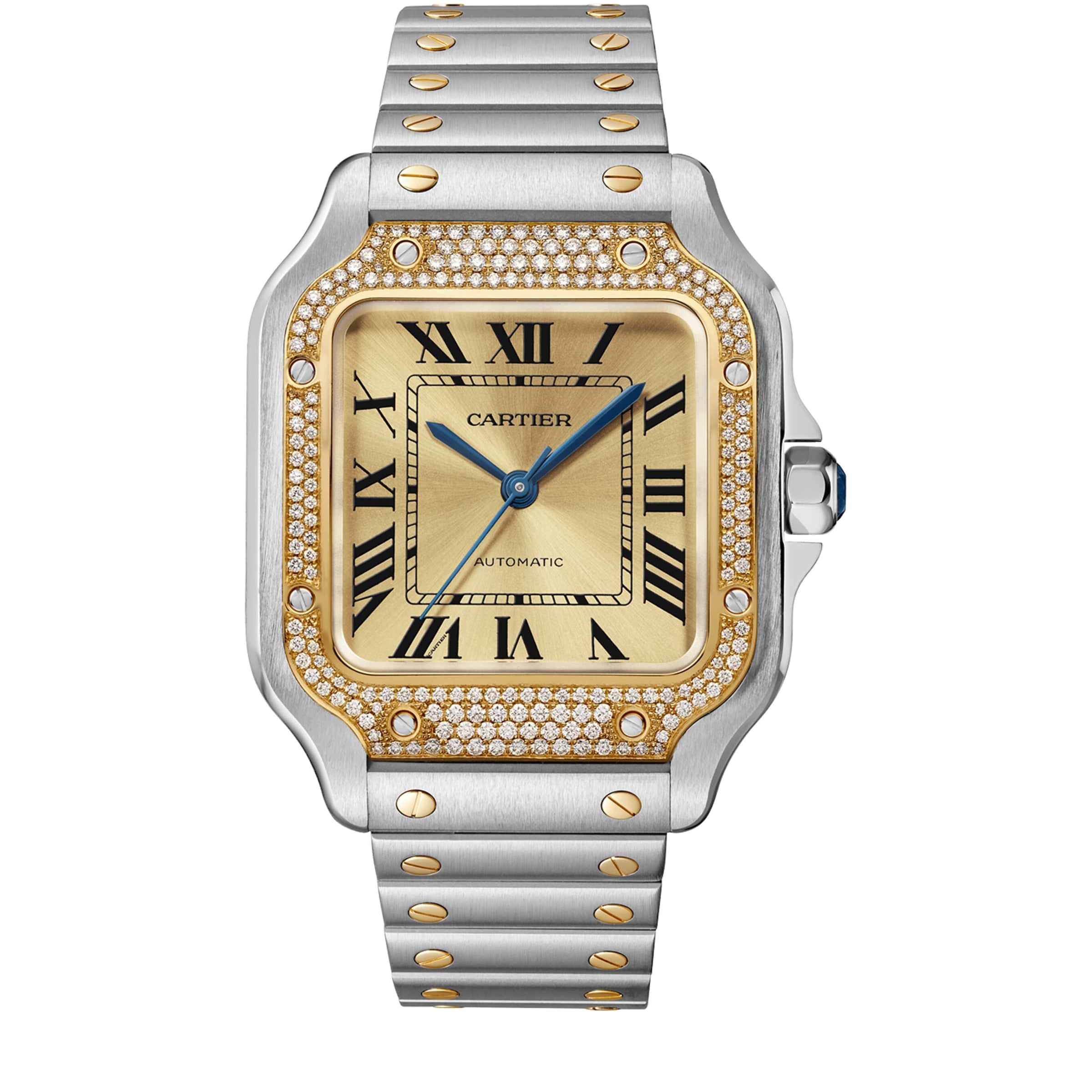 Stainless Steel and Diamond Santos de Cartier Watch 41.9mm