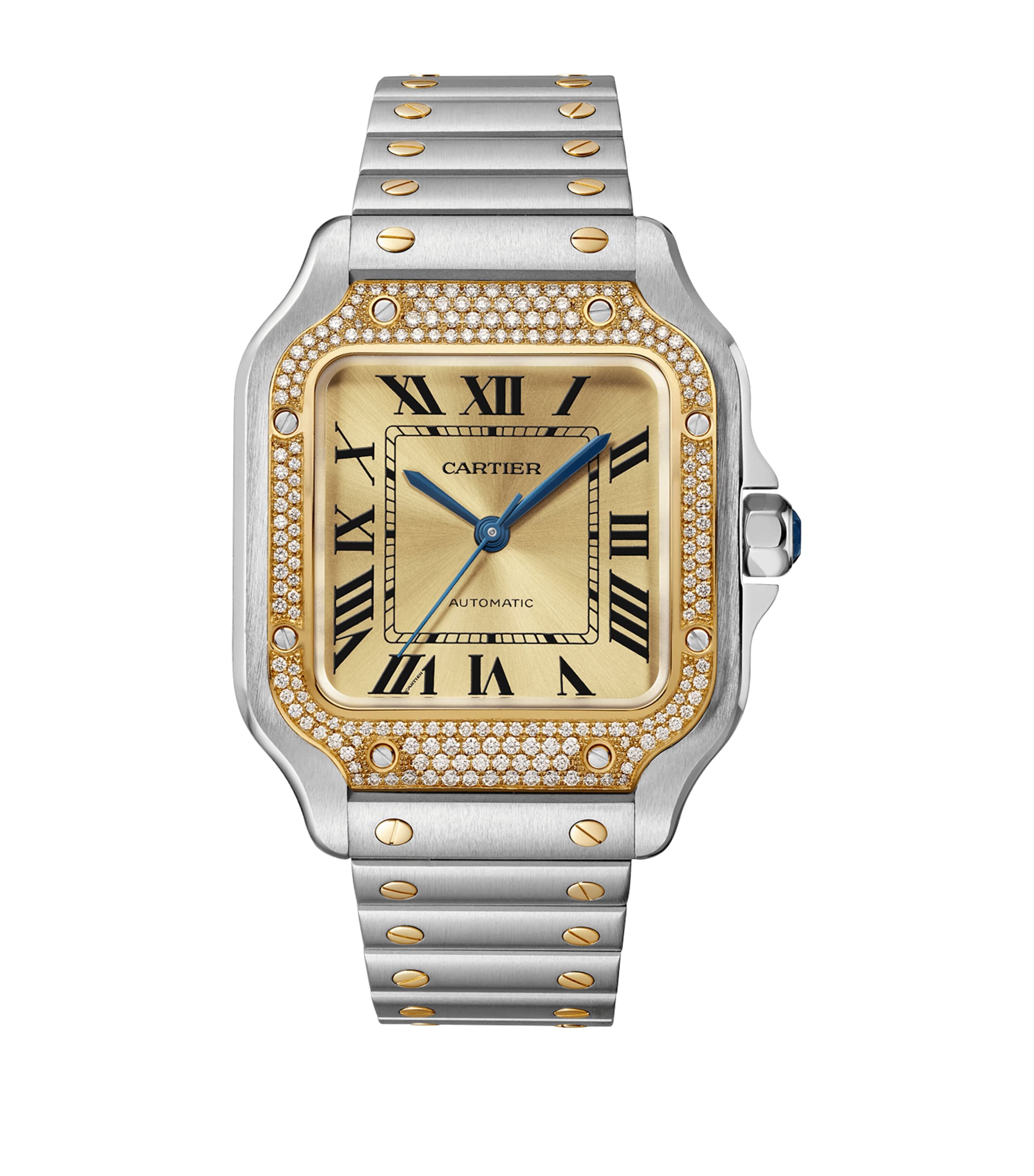 Stainless Steel and Diamond Santos de Cartier Watch 41.9mm