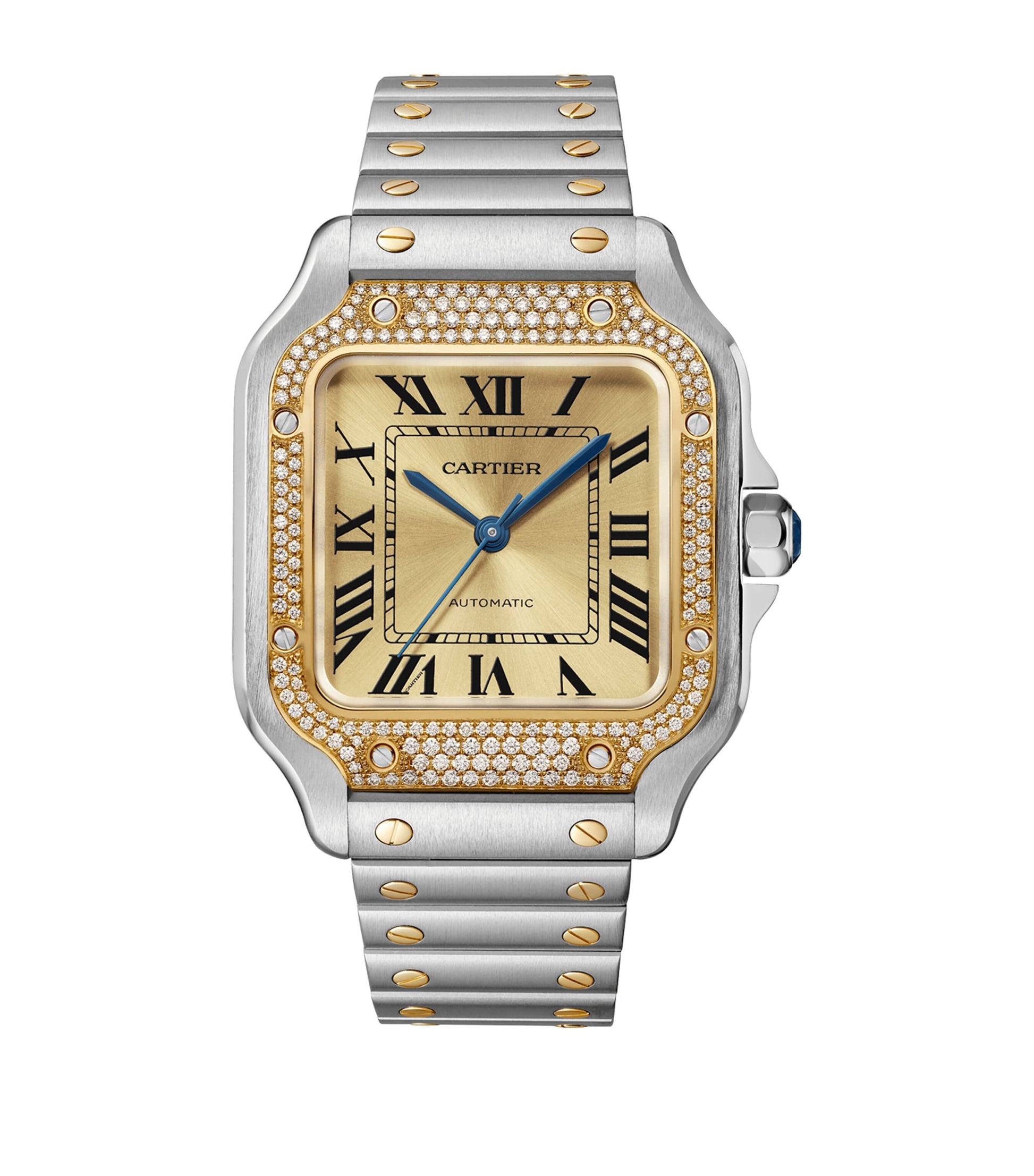 Stainless Steel and Diamond Santos de Cartier Watch 41.9mm