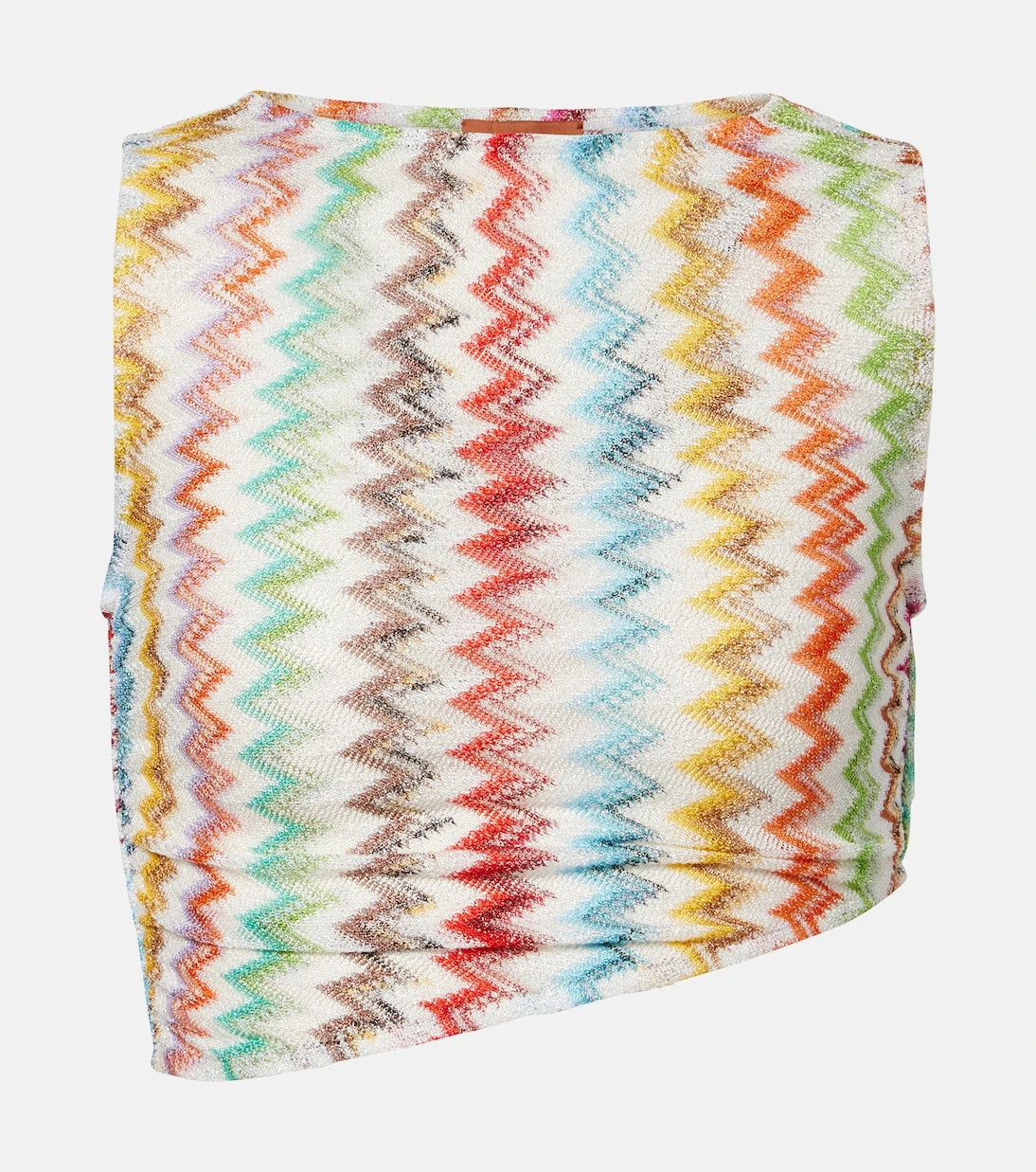 Missoni - توب قصير بتفاصيل متجمعة من قماش اللاميه بنقشة متعرجة