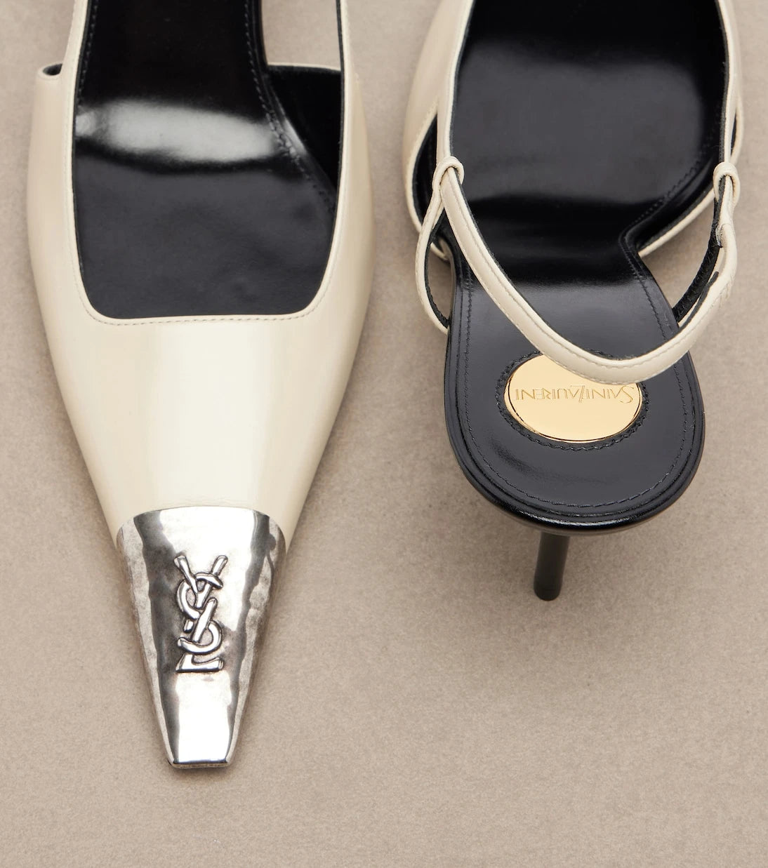 Saint Laurent - Jeanne leather slingback pumps
