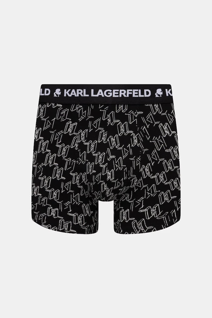 Karl Lagerfeld pamuk ve elastanlı erkek dar boxer MONOGRAM 3'lü